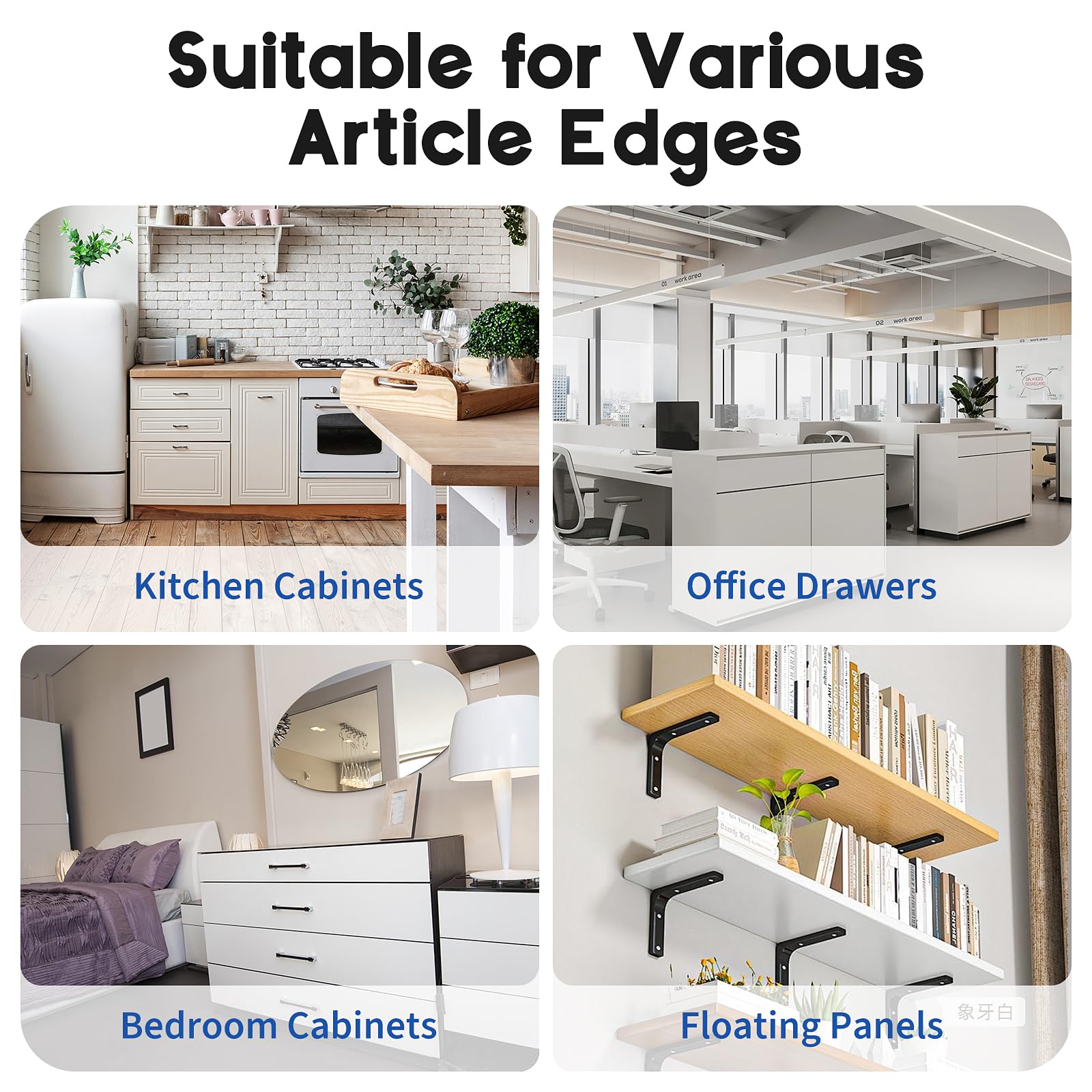 Cabinet Protector Edge Guard (Pack of 6), 17.7" Clear PVC Cabinet Edge Protectors for 3/4" Thick Kitchen Cabinets Doors – Slip-On No-Tool Sliding Installation