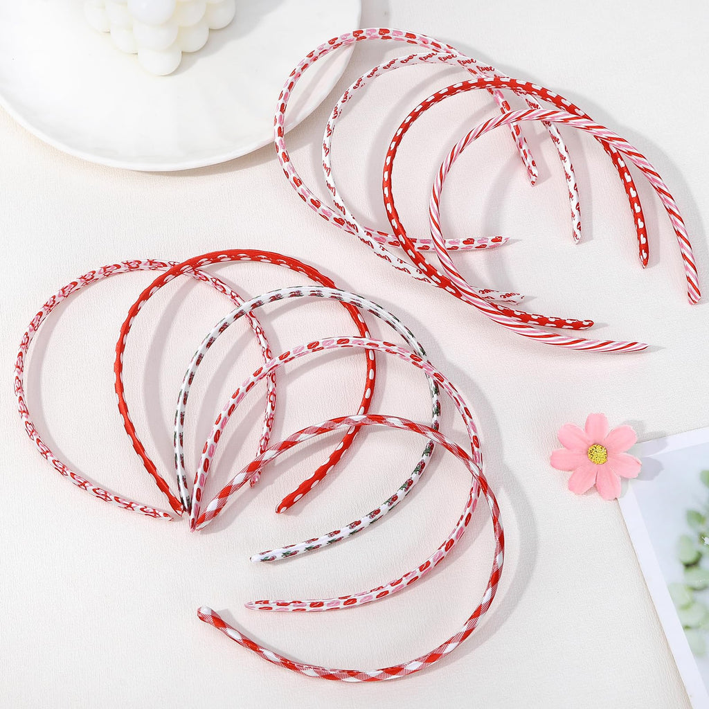 Fishdown Headbands for Girls 12Pcs Thin Head Bands for Girls Hairbands for Toddler Floral Cloth Fabric Covered Headband Birthday Party Favors