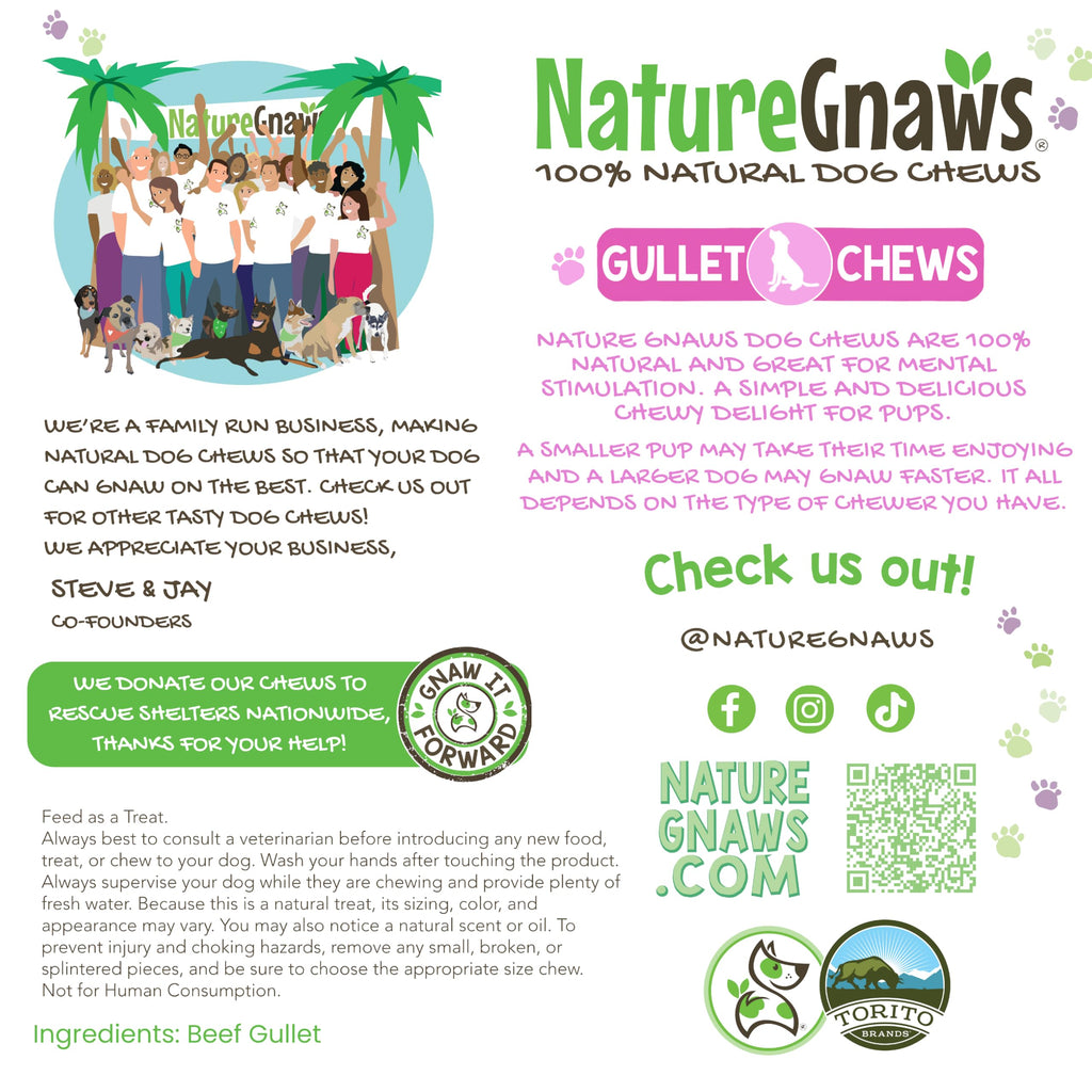 Nature Gnaws Beef Gullet Chews for Small Dogs 4-5" (20 Count) - Natural Beef Jerky Stick Dog Chew Treats - Rawhide Free