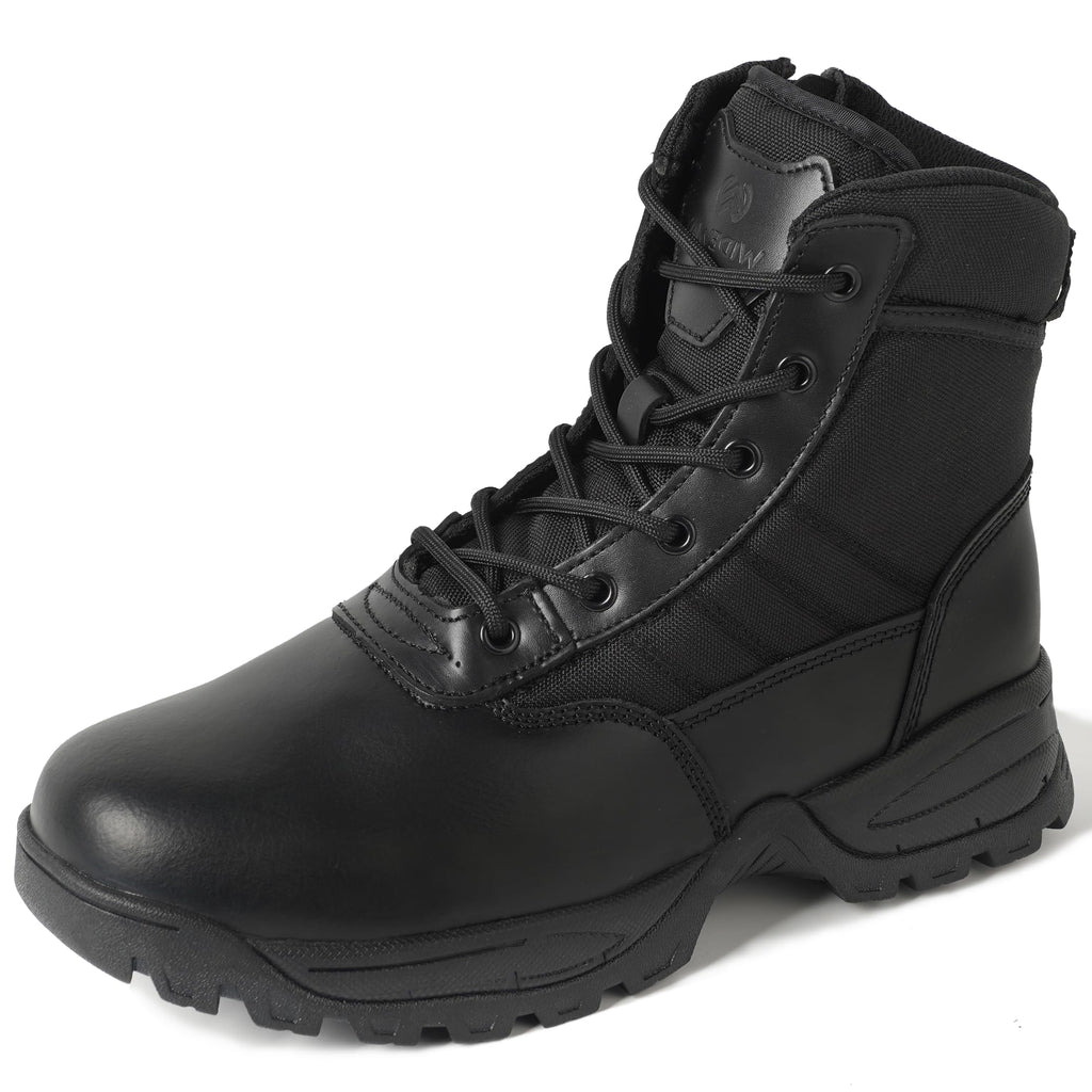 Men's Tactical Boots 8 Inch Side Zipper Military Combat Boots Leather Duty Work Boots for Men Police Motorcycle