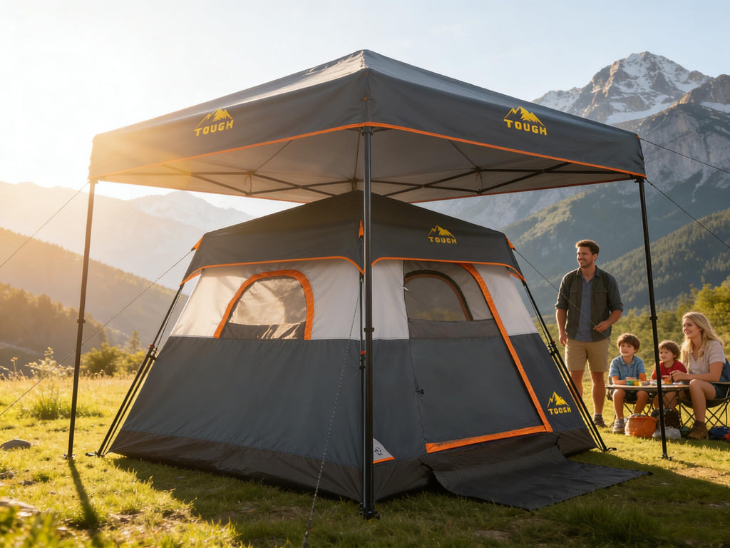 3/4 Person Camping Tent with 1 Door, 4 Windows, and Upgraded Ventilation– Instant Setup, Waterproof, 8'x 8'x 67''Oxford Fabric Floor Pop Up in 60 Seconds Includes Rainfly and Backpack