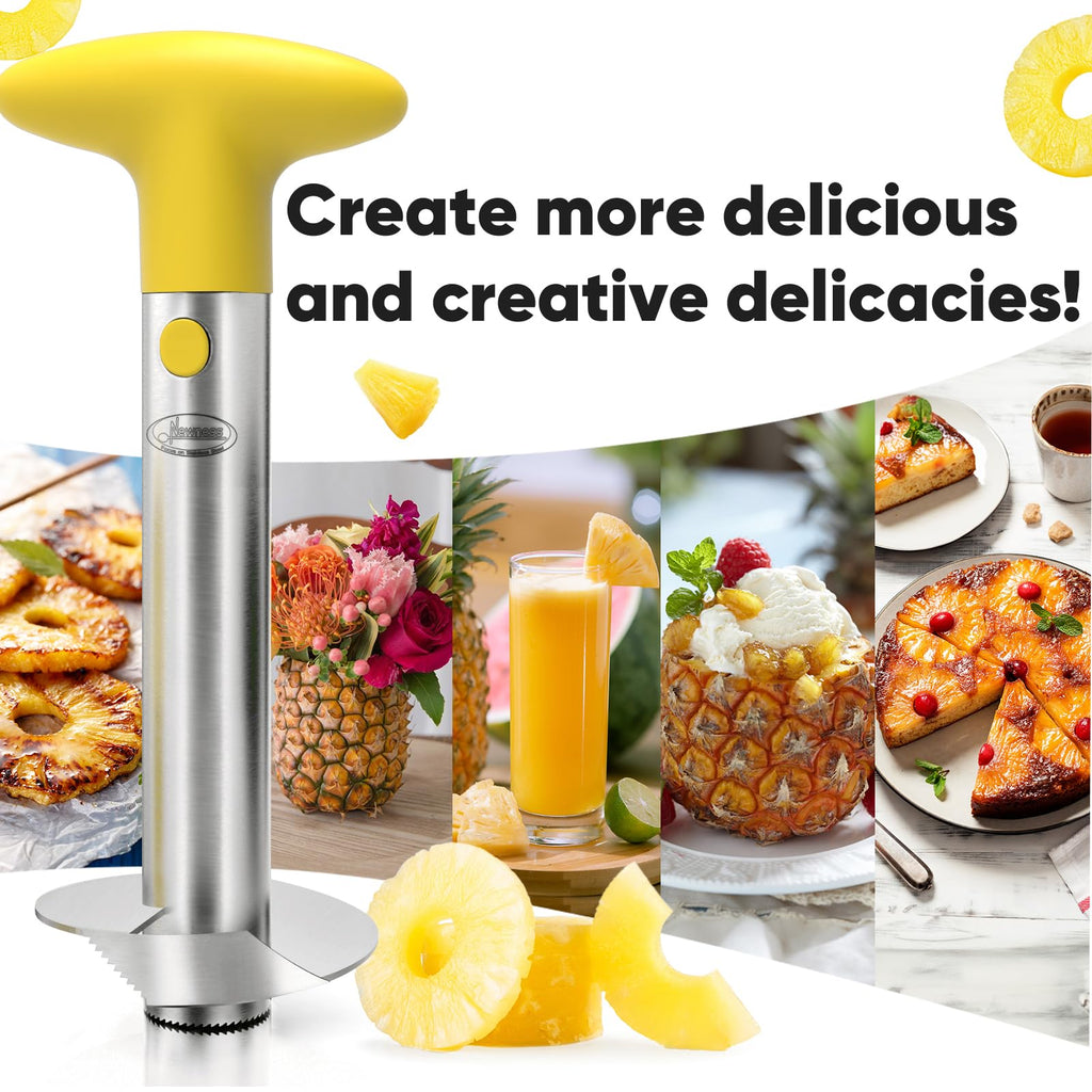 Pineapple Corer, [Upgraded, Reinforced, Thicker Blade] Newness Premium Pineapple Corer Remover, Stainless Steel Pineapple Core Remover Tool for Home & Kitchen with Sharp Blade for Diced Fruit Rings
