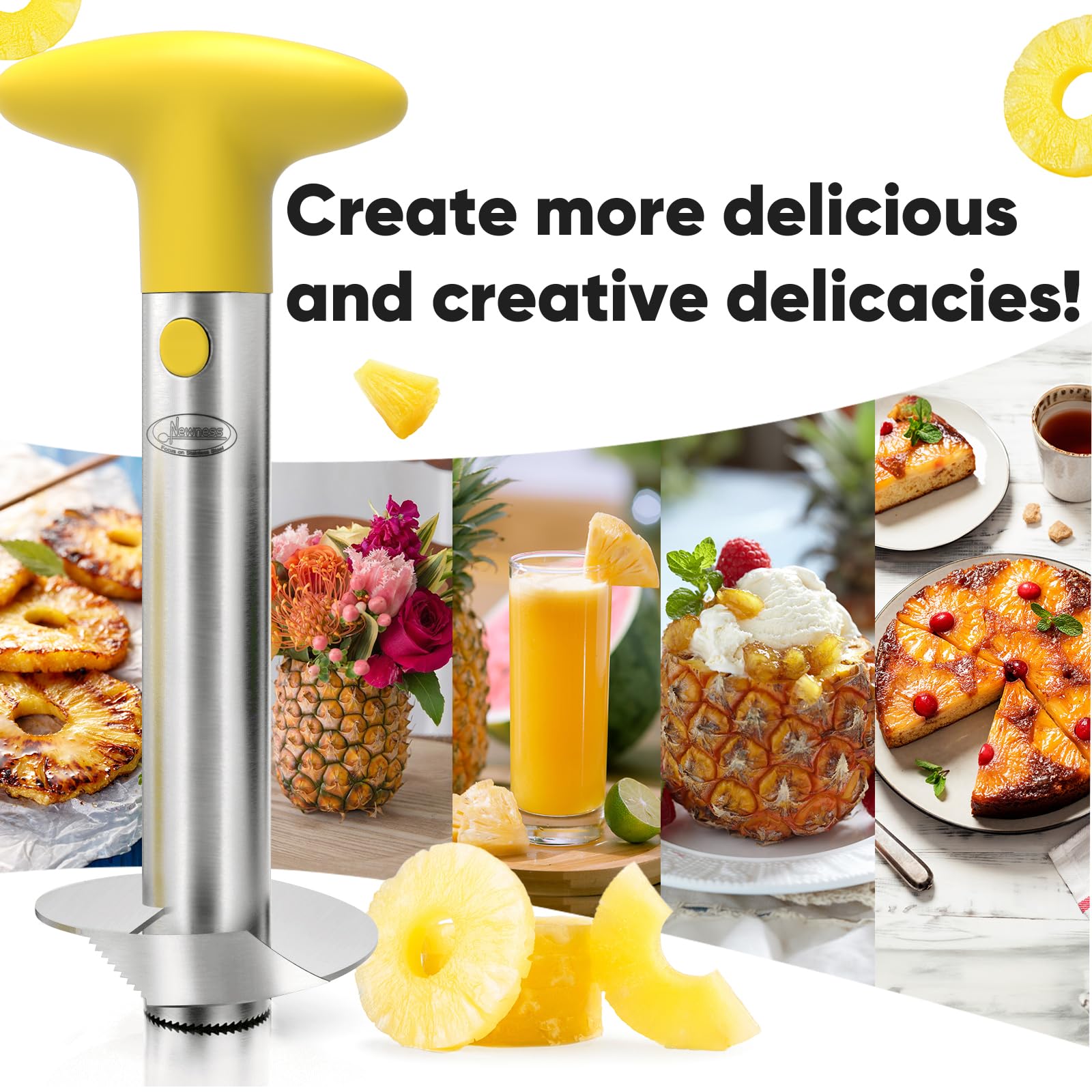 Pineapple Corer, [Upgraded, Reinforced, Thicker Blade] Newness Premium Pineapple Corer Remover, Stainless Steel Pineapple Core Remover Tool for Home & Kitchen with Sharp Blade for Diced Fruit Rings