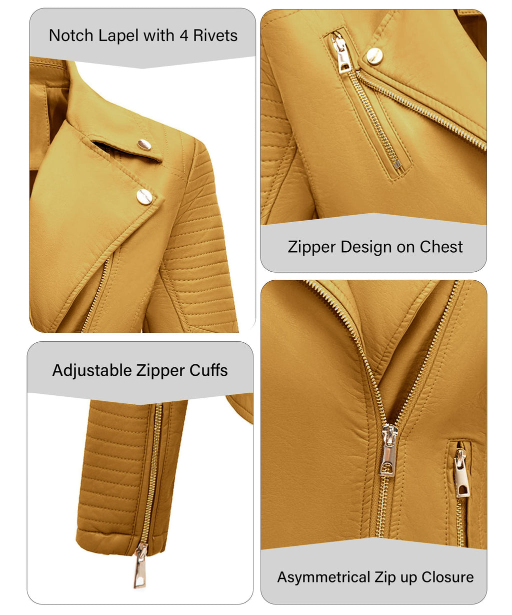 Bellivera Women's Faux Leather Casual Jacket 2026 Spring Trendy Motorcycle Outfits Lightweight Classic Coat