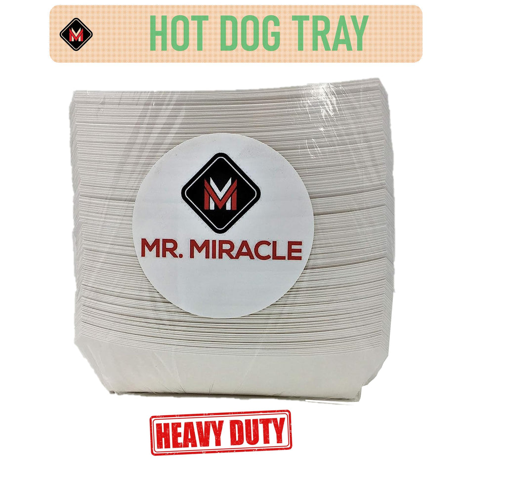 Mr Miracle 7 Inch Paper Hot Dog Tray in Kraft Paper. Pack of 25. Disposable, Recyclable and Fully Biodegradable. Made in USA