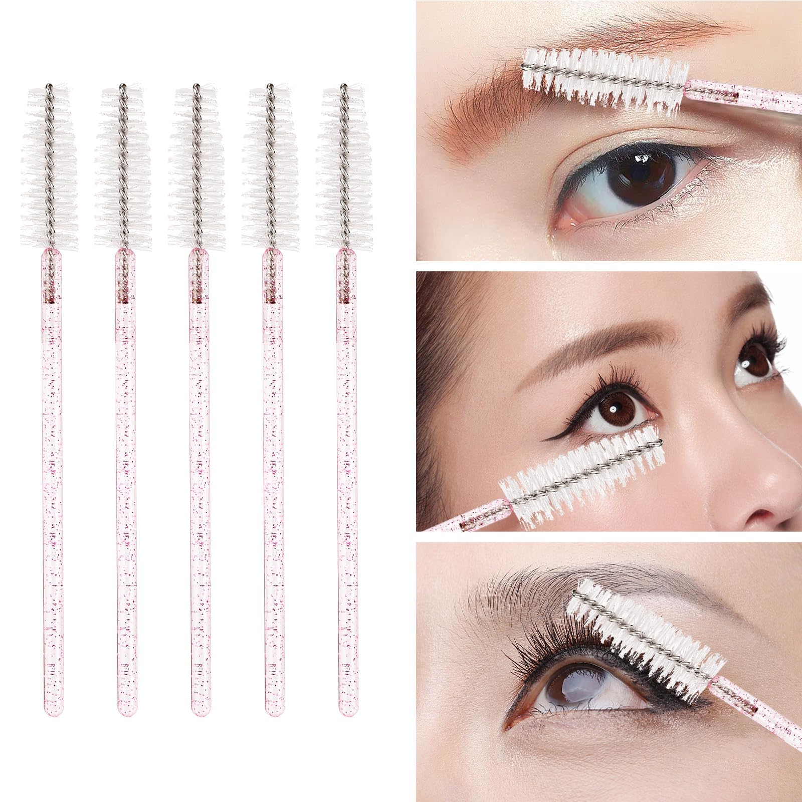 Tbestmax 500 Disposable Mascara Wands Eyelash Brush Spoolies for Eyebrow Eye Lash Extension, Makeup Brushes Applicators Kits - 5 Colors