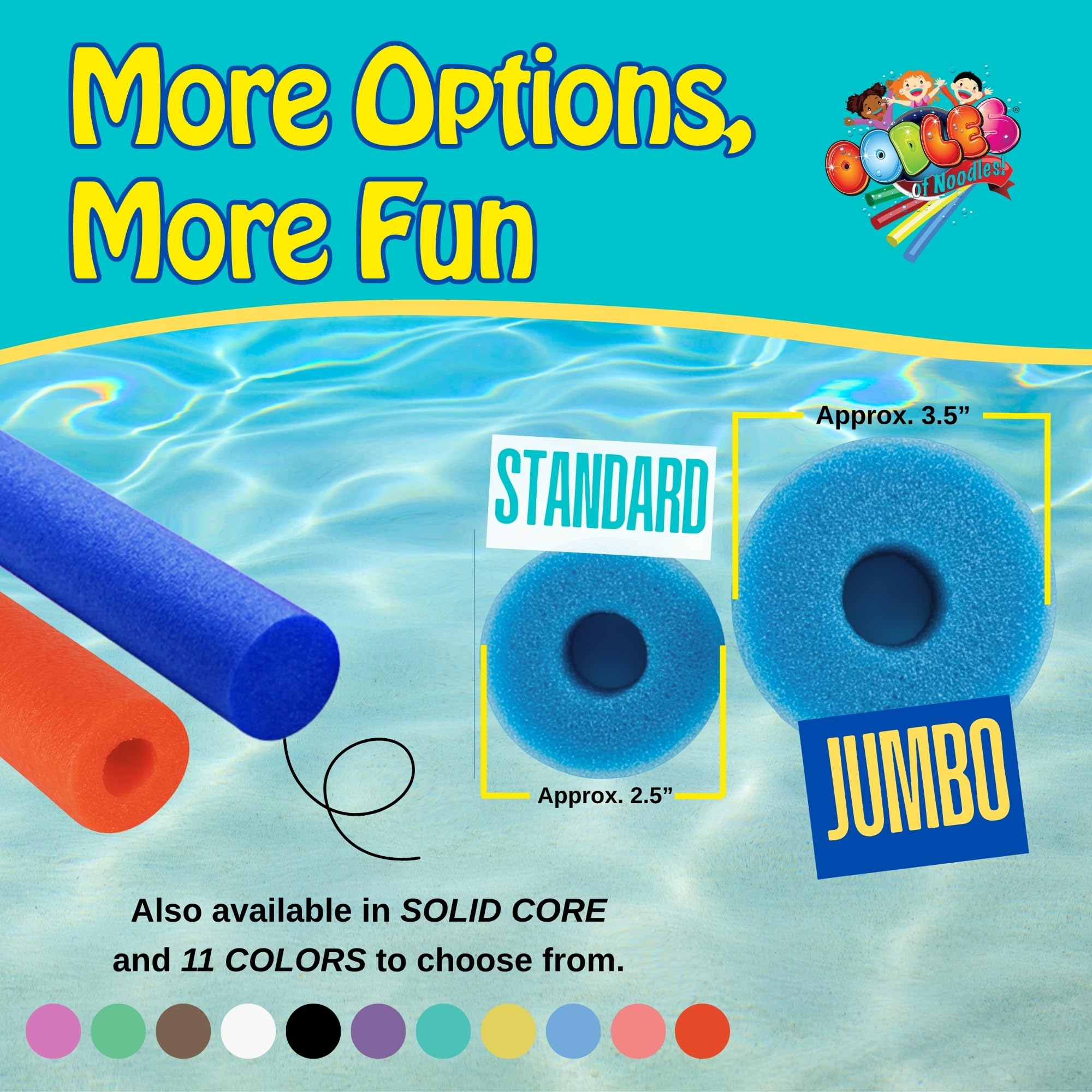 Oodles of Noodles Pool Noodles - Pack of 12 - Approx. 48 inch x 2.5 inch Multi-Purpose Tubes for, Pool, Exercise, Crafts, Padding, Insulation & More