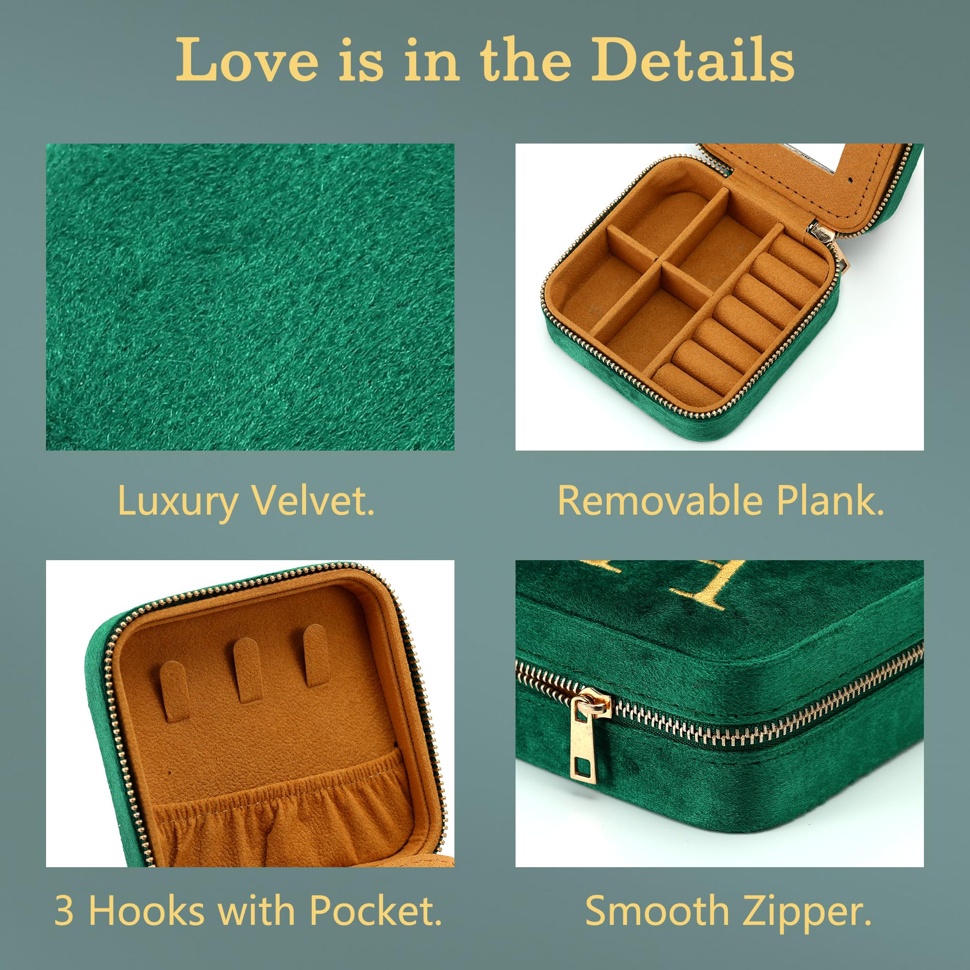 Parima Gift for Women - 21st 30th 40th 50th 60th 70th Birthday Gifts for Women Her, Personalized Birthday Gifts Idea, Jewelry Box Travel Jewelry Case - Letter S, Green