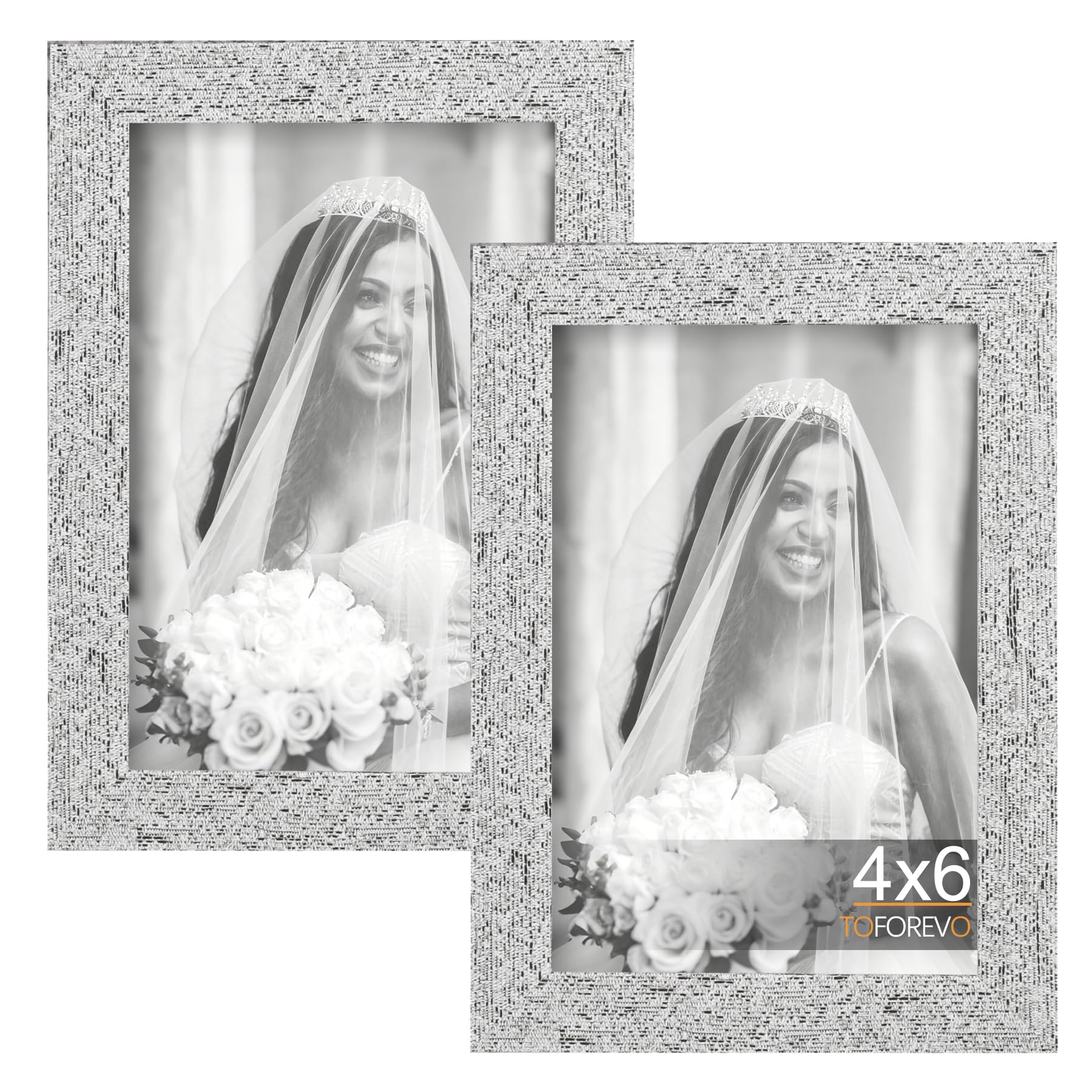 TOFOREVO Picture Frames 4x4 Set of 2 Black Wood Grain Photo Frame for Gallery Wall Mounting or Tabletop Display