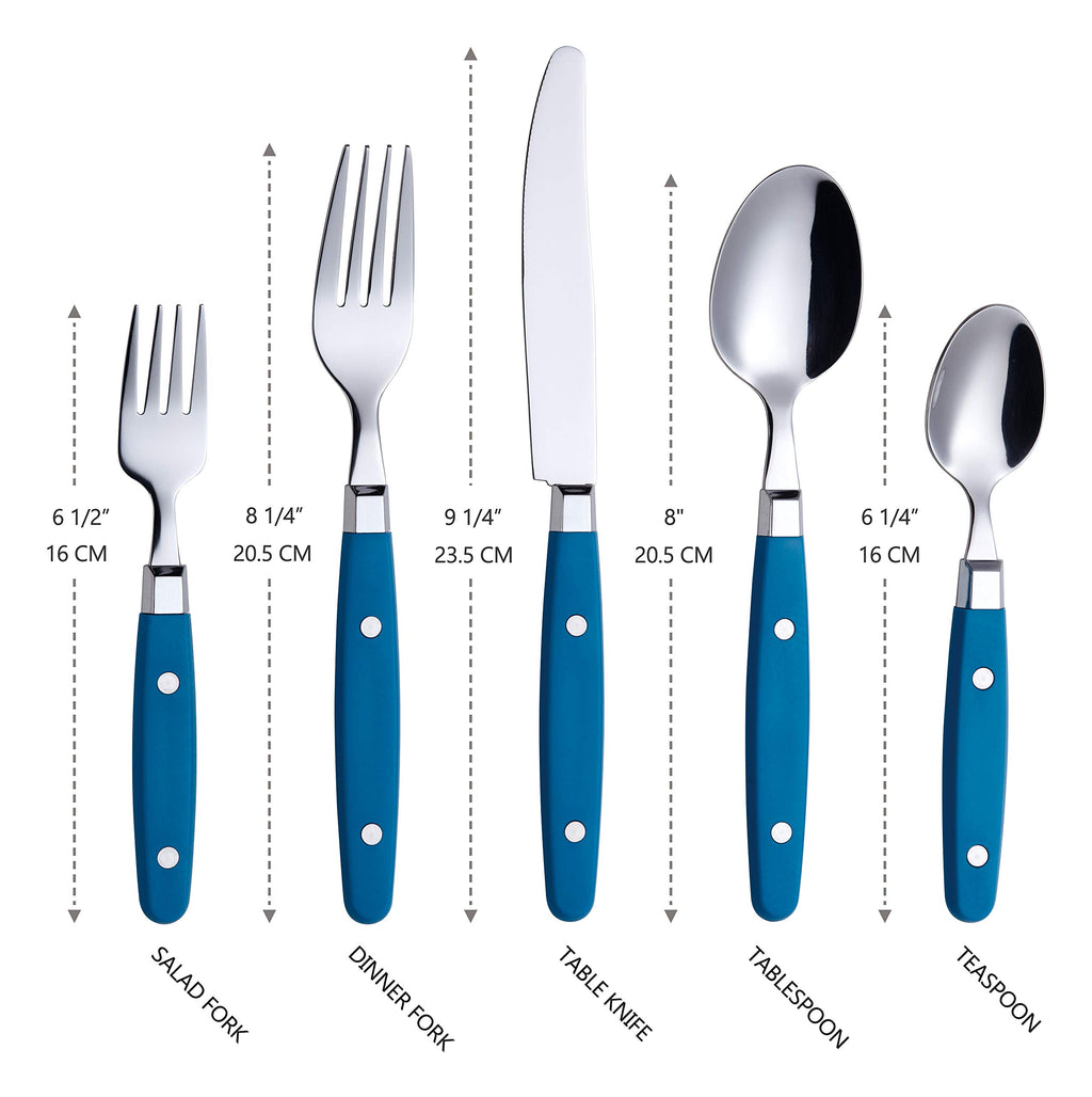 ANNOVA Silverware Set, Retro/Rivet Colorful Stainless Steel Tableware Kitchen Flatware Set Utensils, Includes Dinner Knives, Forks, Spoons, Salad Forks & Dessert Spoons (Brown, 20 Pieces)