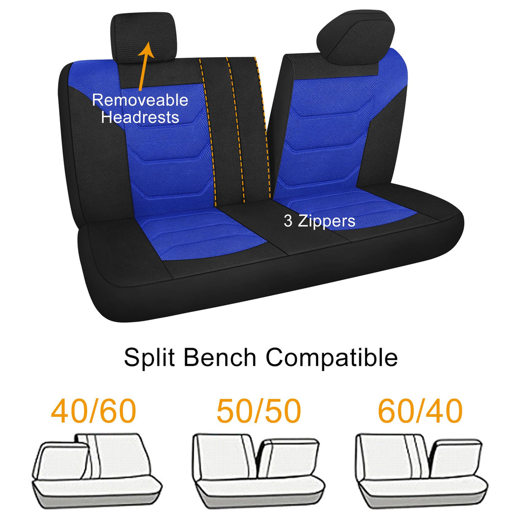 Pariiaotin 3D Air Mesh Car Seat Covers Front Sets Washable and Breathable Premium Cloth Automotive Vehicle Seat Covers for Cars Interior, Universal Fit for Most Cars, Sedan, Truck, SUV(Black)