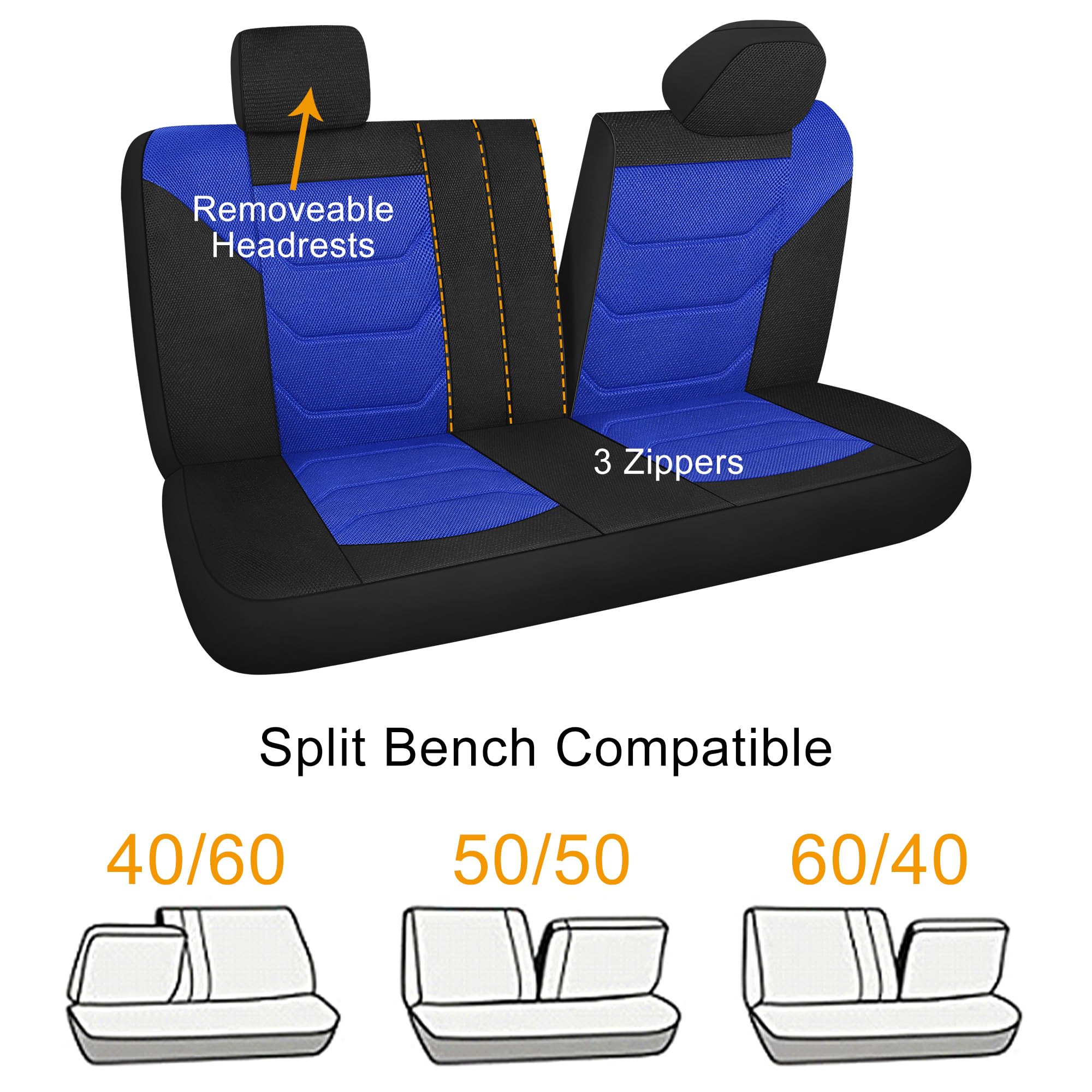 Pariiaotin 3D Air Mesh Car Seat Covers Front Sets Washable and Breathable Premium Cloth Automotive Vehicle Seat Covers for Cars Interior, Universal Fit for Most Cars, Sedan, Truck, SUV(Black)