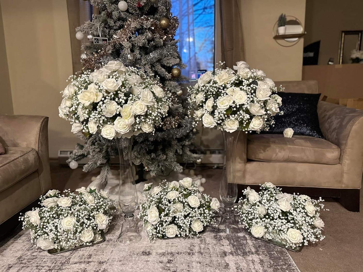 15 PCS Babys Breath Artificial Flowers Fake Babys Breath Flowers Artificial Bulk Blue Gypsophila Bouquets Real Touch Faux Flowers for Wedding Floral Arrangement Party Home Decoration