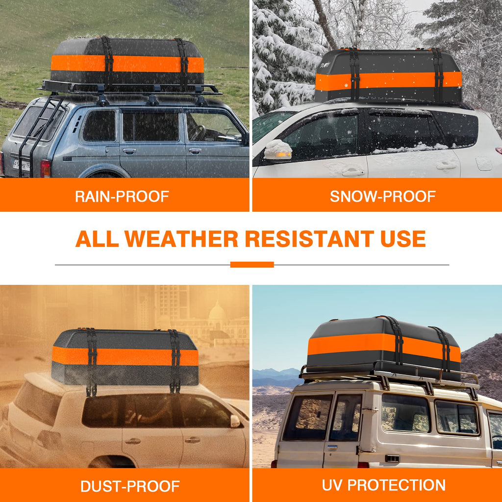 APTY Car Rooftop Cargo Carrier Bag, 16 Cubic Feet Soft Roof Top Luggage Bag for All Vechicles with/Without Racks - with Waterproof Zip, Anti-Slip Mat, Door Hooks, Luggage Lock, Storage Bag