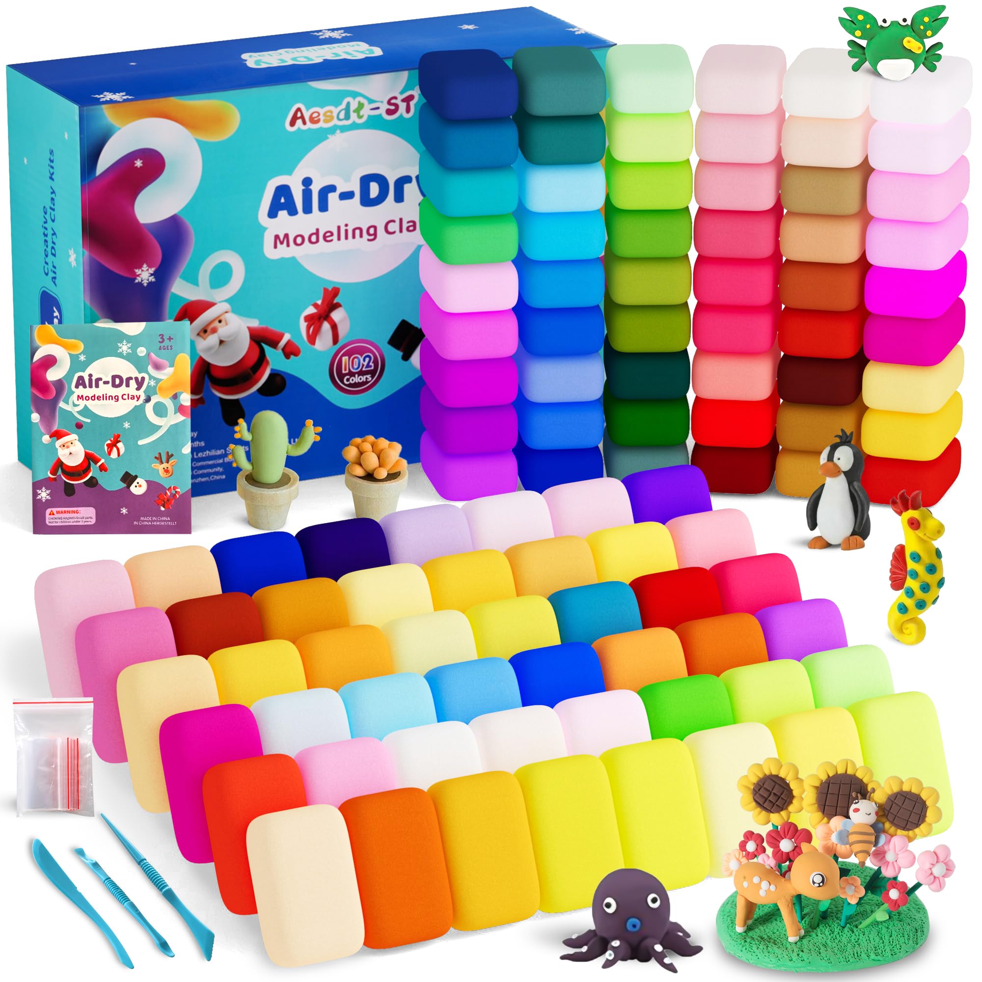 Aestd-ST Air Dry Clay 42 Colors, Modeling Clay for Kids, DIY Magic Clay, Molding Clay Kit with Sculpting Tools, Non-Sticky Soft and Super Light, Arts and Crafts Gift for Boys Girls Kids