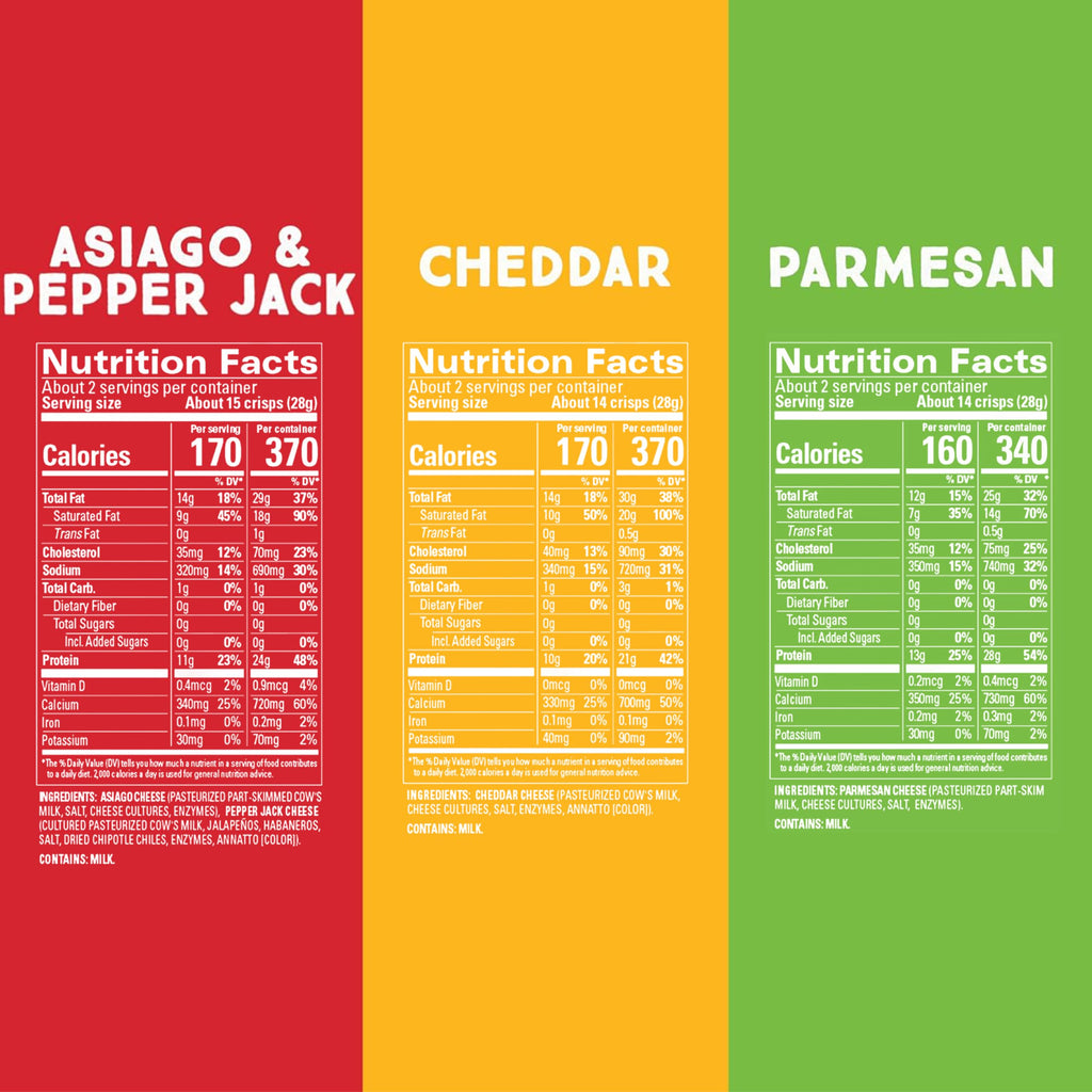 Whisps Cheese Crisps Variety Pack, Protein Chips, 2.12 Oz, 6 Pack