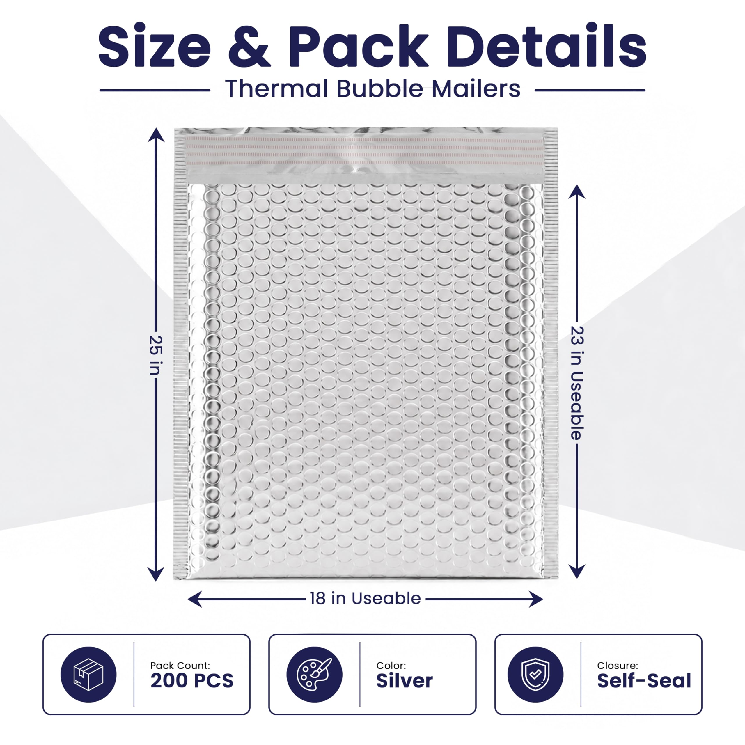 200-Pack Insulated Silver Thermal Bubble Mailers 6 x 7 - Waterproof Metallic Foil Self-Sealing Padded Envelopes for Cold Shipping, Perishables, Food, Cosmetics, Pharmaceuticals