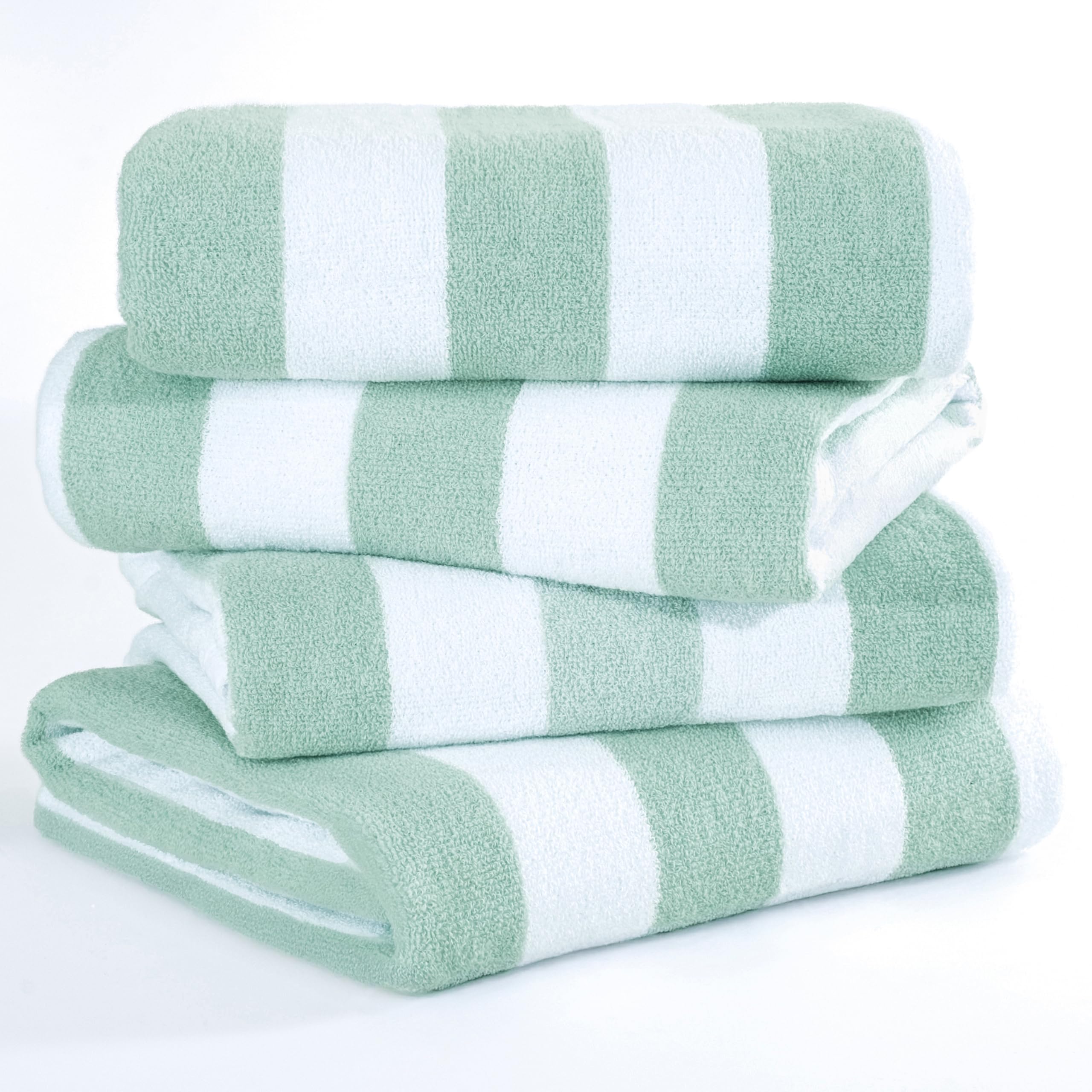 American Soft Linen Cabana Striped Beach Towels, 30x60 inch 4 Piece Oversize Pool Towels, Quick Drying Sand Free Swim Towels, Beige