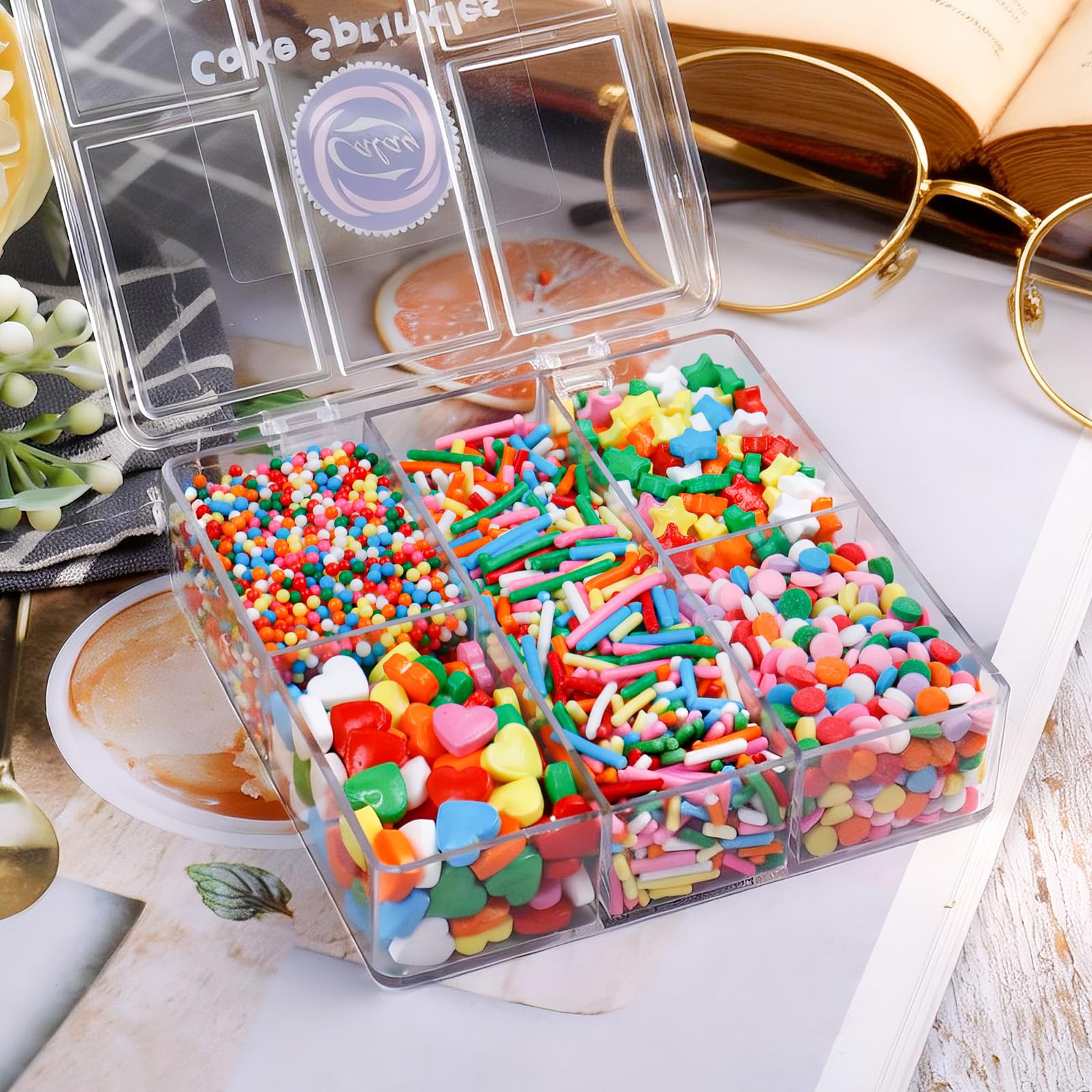 Sprinkles for Cake Decorating, 4.8oz Chocolate Sugar Sprinkles with Nonpareils Stars Sanding Sugar Confetti and Jimmies for Cake Cupcake Cookie Baking Dessert Donuts Topping