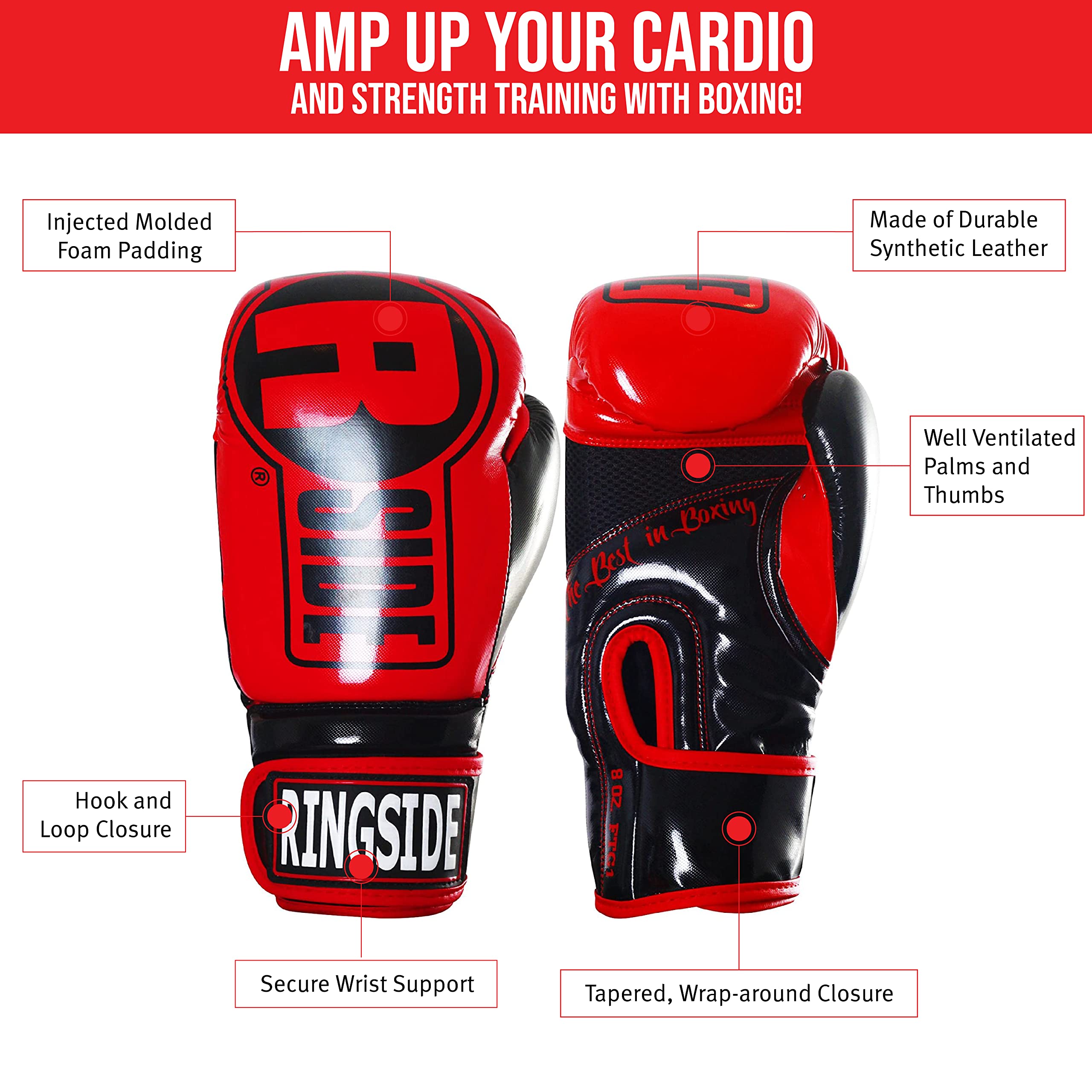 Ringside Apex Bag Gloves, IMF-Tech Boxing Gloves with Secure Wrist Support, Synthetic Boxing Gloves for Men and Women