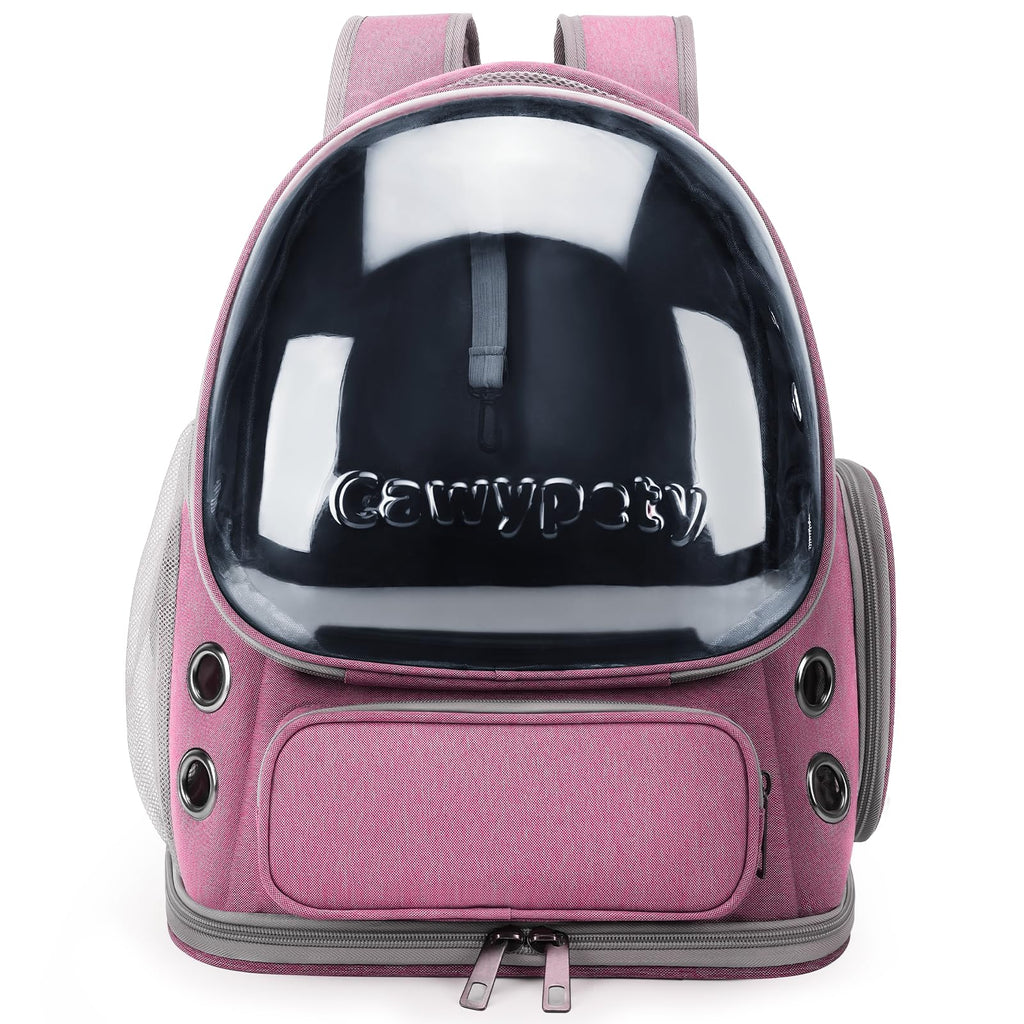 Cawypety Cat Backpack Carrier, Breathable Cat Carrier Large Space Bubble Pet Backpack for Kitty Small Dog up to 12lbs, Transparent & Foldable Pet Carrier for Travel Hiking (Black