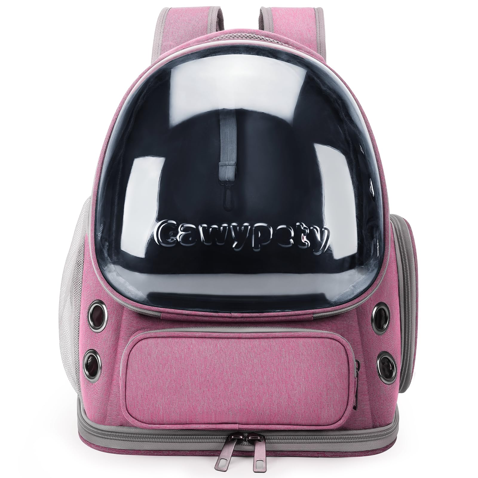 Cawypety Cat Backpack Carrier, Breathable Cat Carrier Large Space Bubble Pet Backpack for Kitty Small Dog up to 12lbs, Transparent & Foldable Pet Carrier for Travel Hiking (Black
