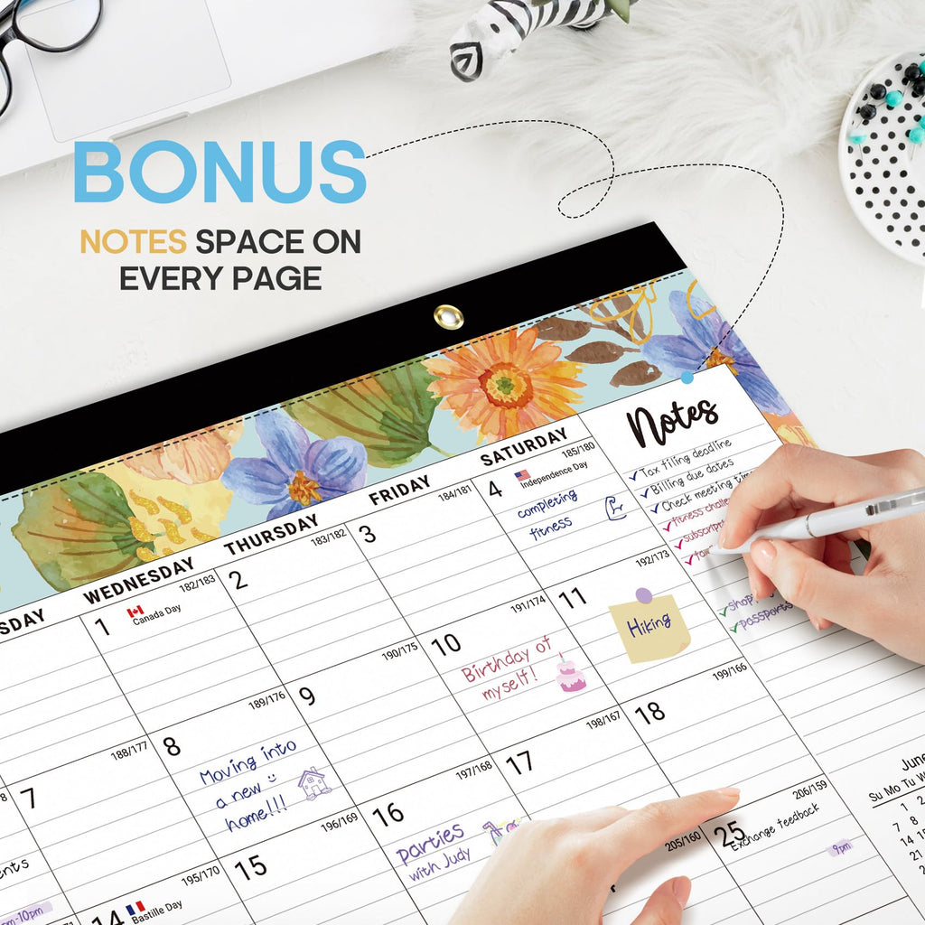 Desk Calendar 2026-2027, 21-Month Calendar Runs Until June 2027, Large 17" x 12" Monthly Desktop & Wall Calendar for Home & Office - Floral