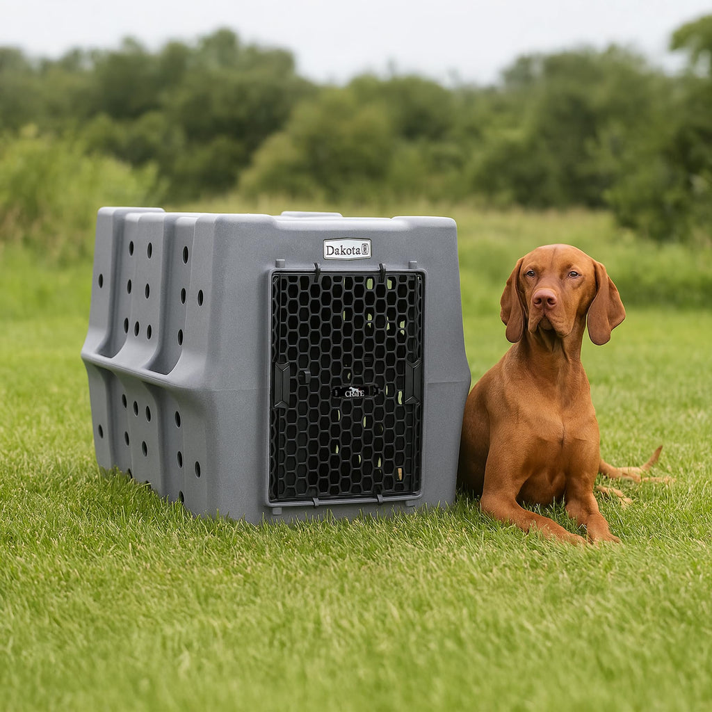 Dakota 283 Canine Rough and Tough Economy Dog Crate w/ Removable Two-Way Door - Heavy Duty Outdoor Kennel for Medium Breed Dogs (Coyote Granite, Intermediate)