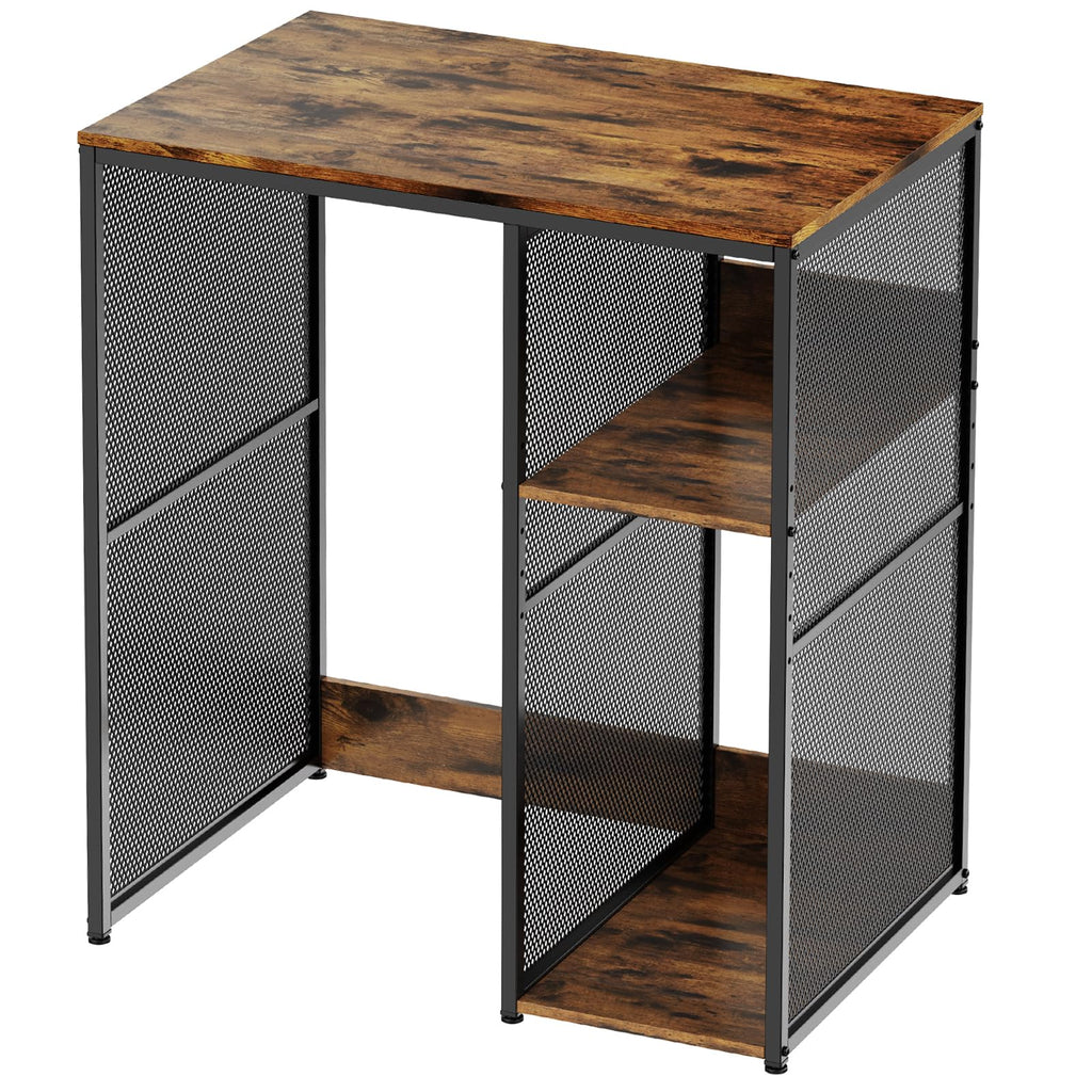 KirKical 3-Tier Coffee Bar Cabinet with Mini Fridge Space, Heavy-Duty Rustic Grey Microwave Stand Baker Rack, Utility Storage Organizer Shelf for Home Kitchen Dorm, Slate Grey