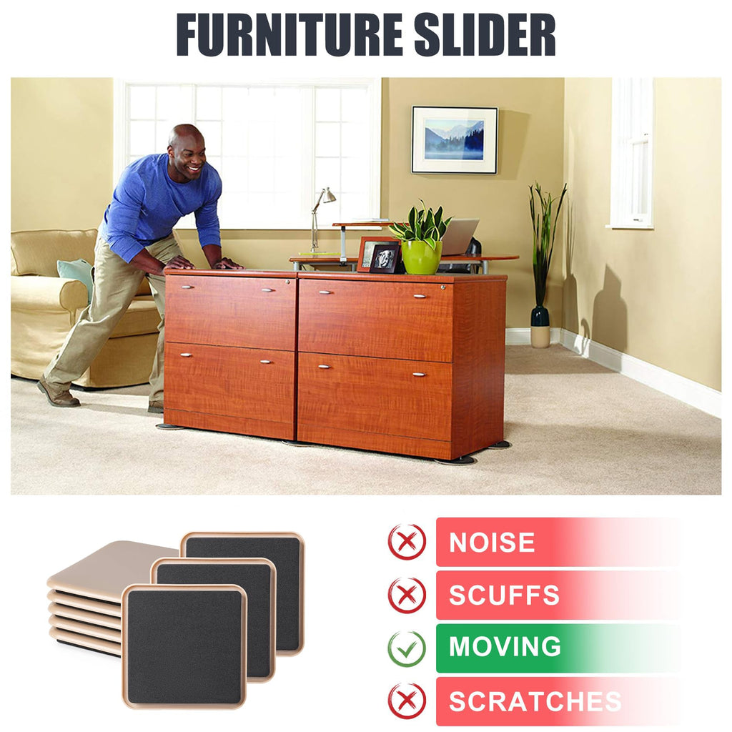 Furniture Sliders, Furniture Sliders Pads for Hardwood Floors, Chair Legs Floors Protectors, Reusable Round Glides Glider, Heavy Duty Furniture Movers Sliders (8 Pcs, 3 1/2inch，Coffee)
