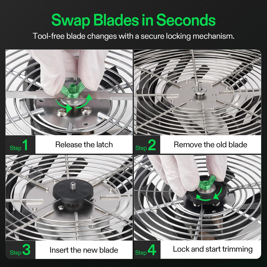 VIVOSUN 13 inch Bud Leaf Bowl Trimmer- Clear Visibility Dome, Sharp Stainless Steel Blades for Spin Cut & Solid Metal Gear Box, Hand Pruner Included (Upgraded Version)