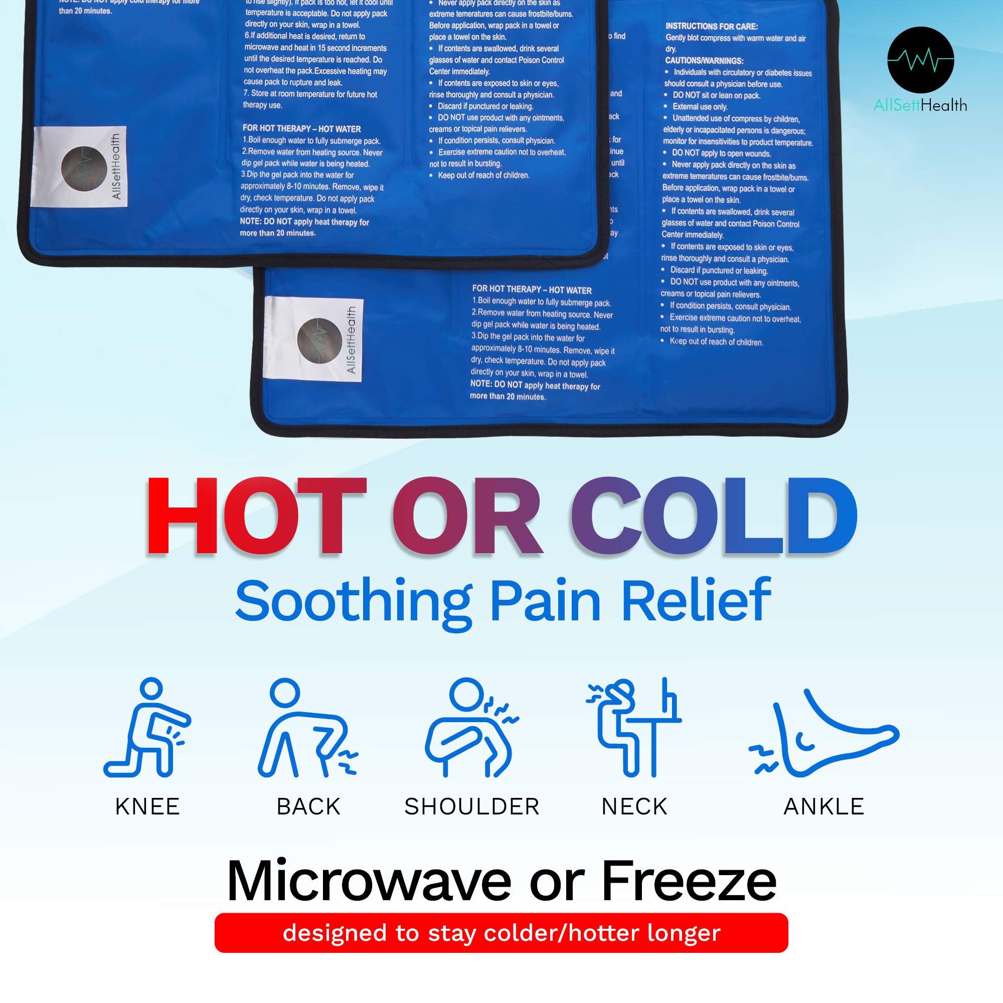Reusable Ice Packs for Injuries Reusable | 11"x 14.5"- 2 Pack XL | Hot & Cold Pack | Large Ice Pack for Back Pain Relief, Flexible When Frozen | Cold Compress for Back, Knee, and Shoulder Injuries
