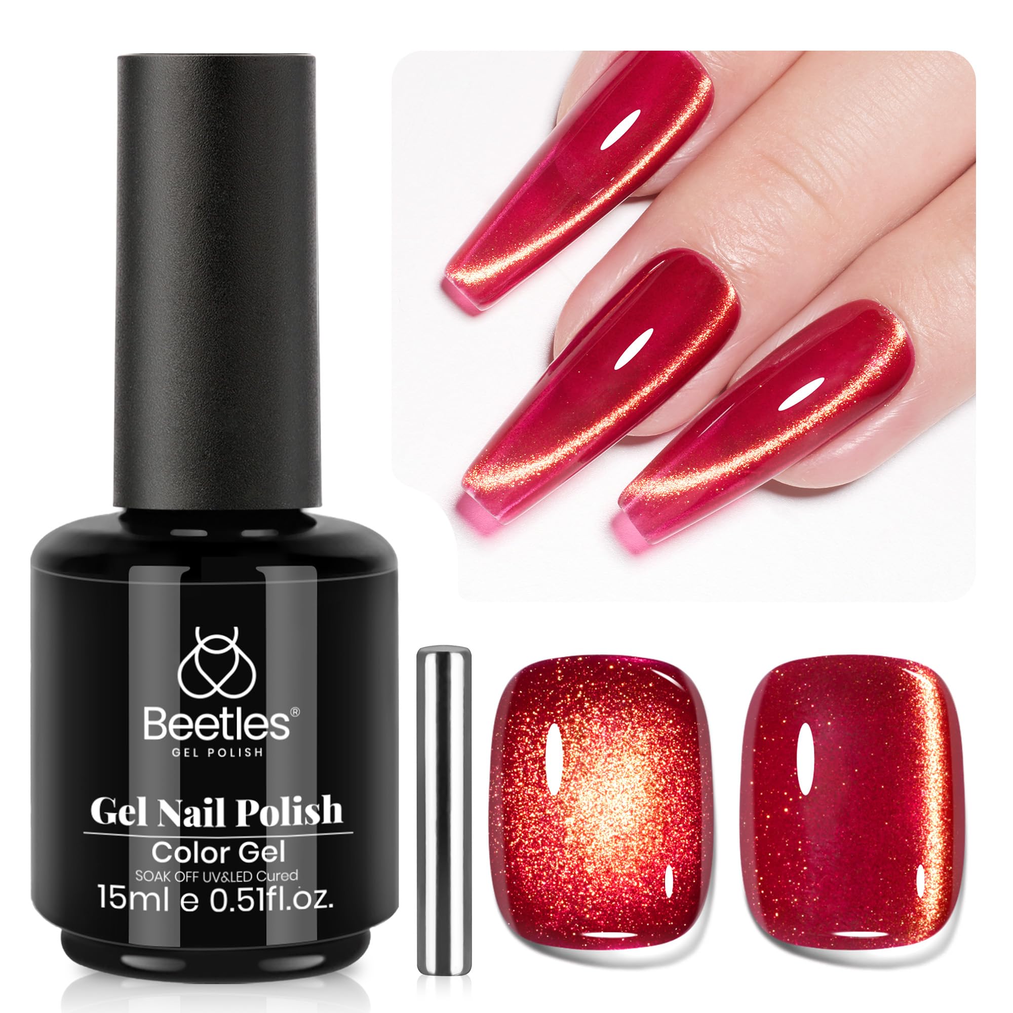 Beetles Star Cascade Silver Cat Eye Gel Nail Polish - 15ML Christmas Silver Glitter Cat Eye Gel Polish with Magnet Soak Off UV Velvet Nail Polish Salon DIY Manicure Winter Gift for Women