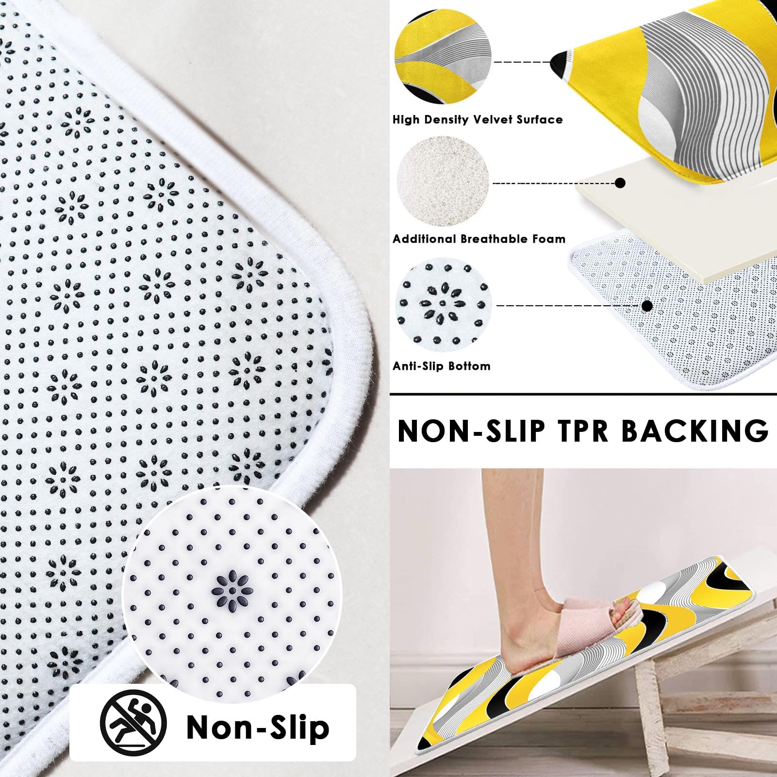 Beige Geometric Shower Curtain Set with Toilet Lid Cover and Non-Slip Rugs for Bathroom, Black Grey White Checkered 4 Pcs Shower Curtain, Modern Abstract Bathroom Set with 12 Hooks