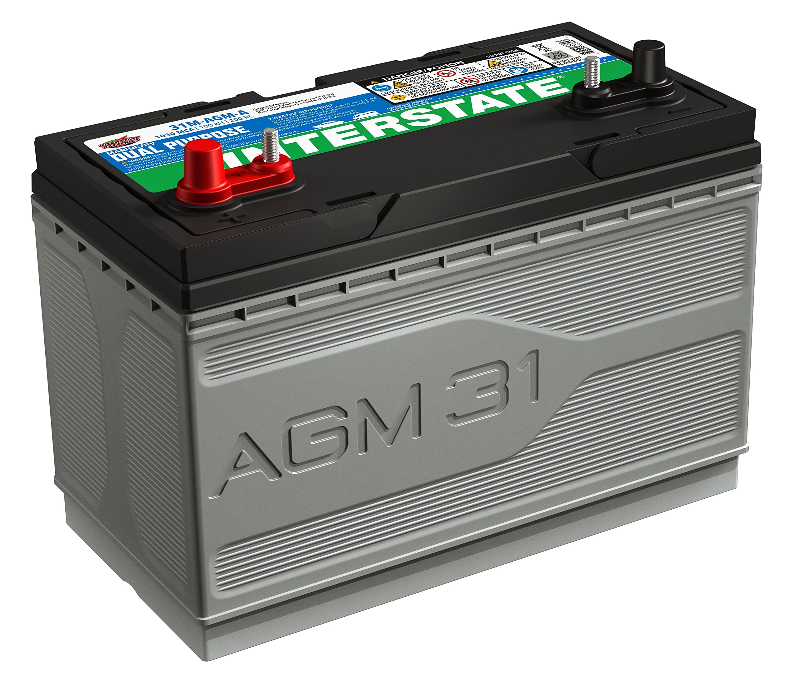Interstate Batteries Marine/RV Battery 12V 70Ah 750CCA (24M-AGM) Dual Purpose Power Pure Lead AGM RV & Marine Starting Replacement Battery (Group Size 24) Boats, RV's