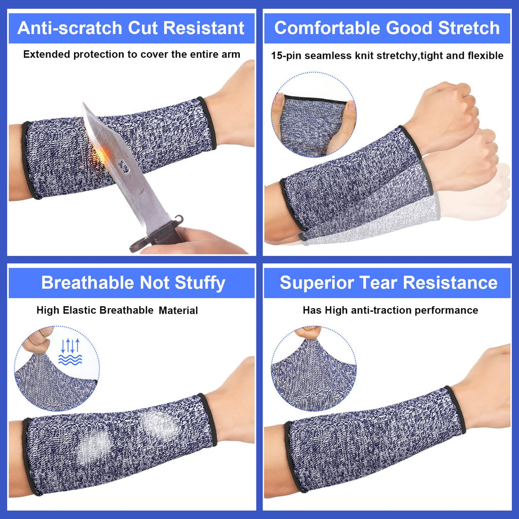 Sintege 3 Pairs Arm Protectors for Thin Skin and Bruising Cut Resistant Forearm Sleeve Level 5 Arm Burn Protection Sleeve (Black,7.9 Inch)
