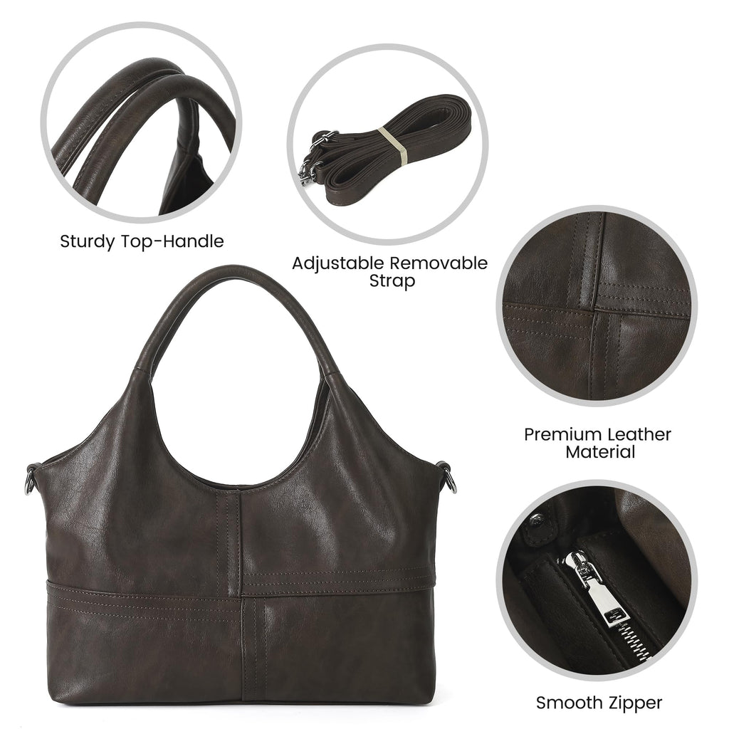 KOGTLA Medium Vegan Leather Purses for Women with Detachable Satchel Strap, Ladies Handbags, Tote Hobo Bags with Two-Handle