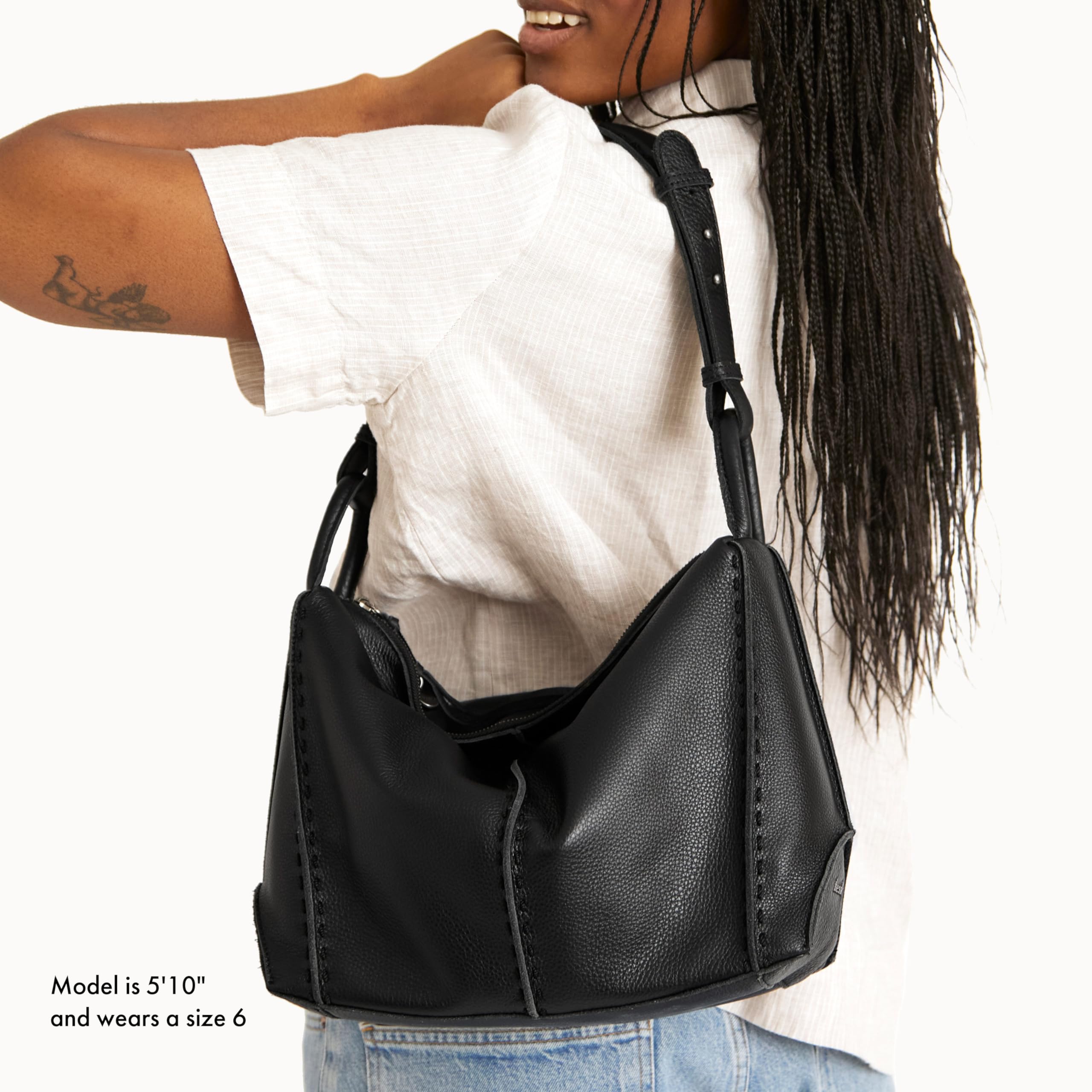 The Sak Los Feliz Hobo Purse - Premium Large Leather Women's Handbag for Everyday & Travel - Durable Purse With Zipper Pocket