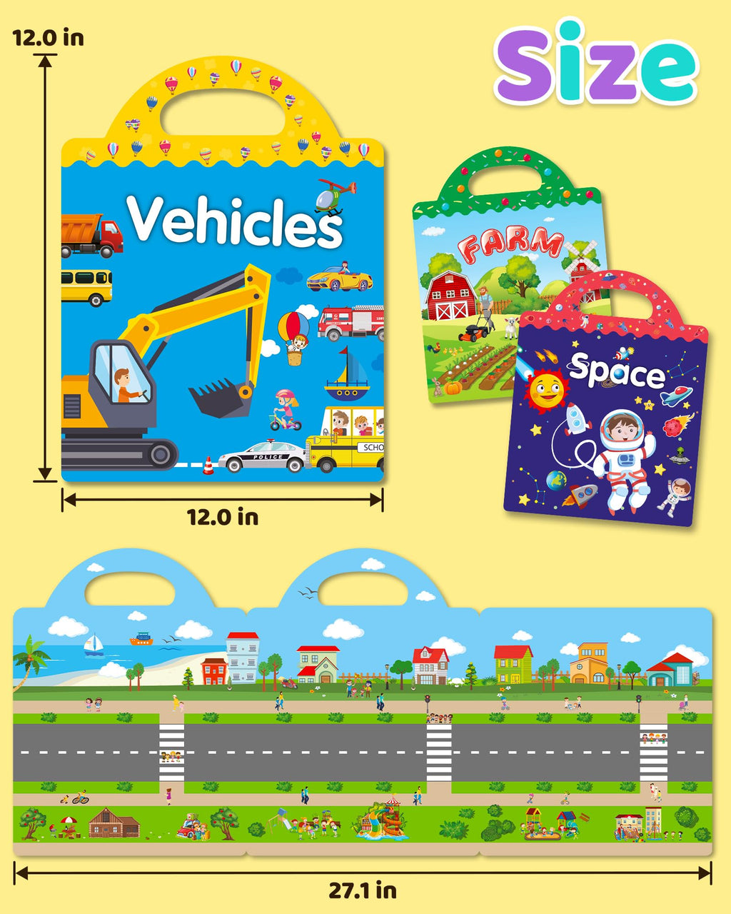 Benresive Reusable Sticker Book for Toddlers, Stickers for Kids, Travel Toys for Arts & Crafts Activities, Birthday Gift for Boys & Girls, Animals Dinosaurs Insects Themes