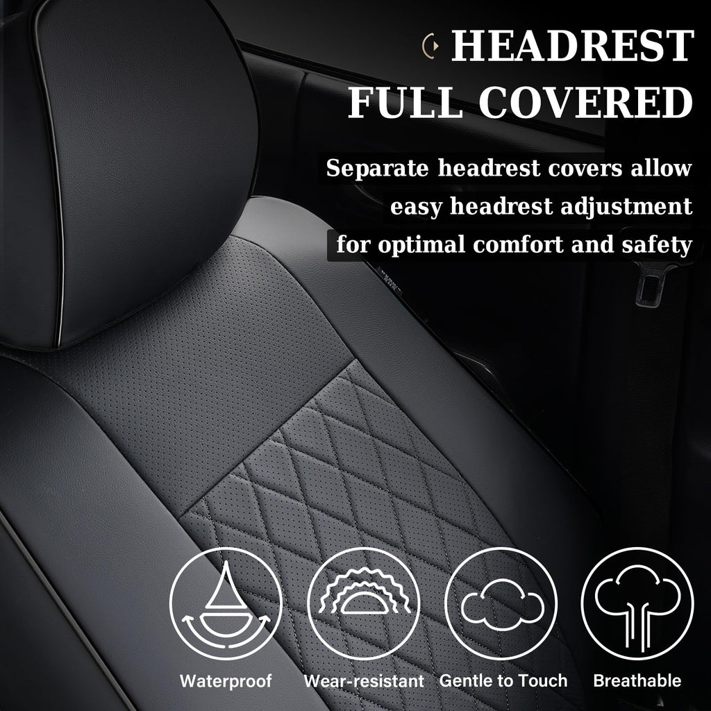 Coverado Tacoma Seat Covers, Car Seat Covers Front Seats, Leather Seat Covers for Cars Car Seat Protector Cushion Tacoma Accessories Custom Fit 2005-2023 Toyota Tacoma Double/Crew Cab(Black)