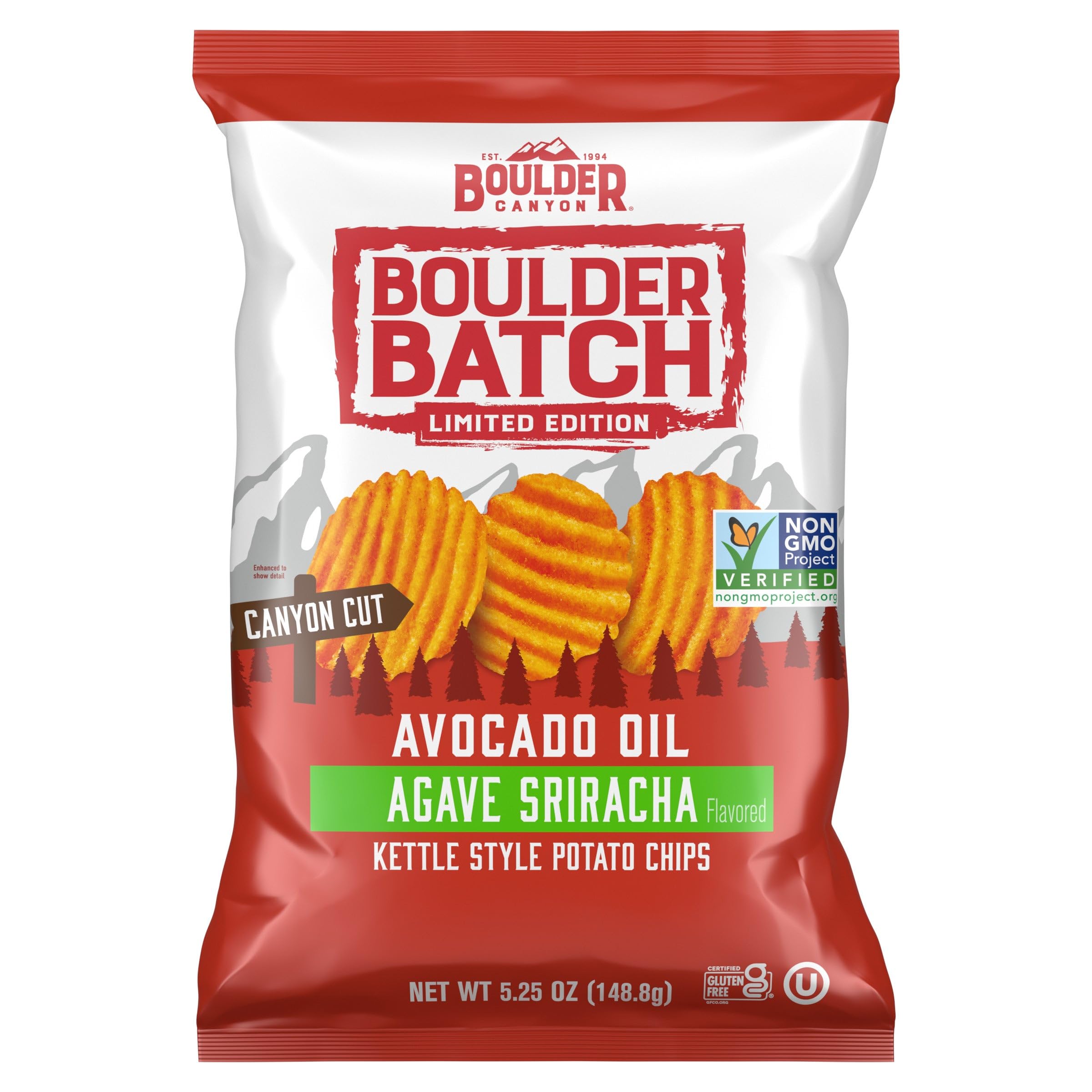 Boulder Canyon Boulder Batch Agave Sriracha Kettle Potato Chips, 5.25 oz - Pack of 12