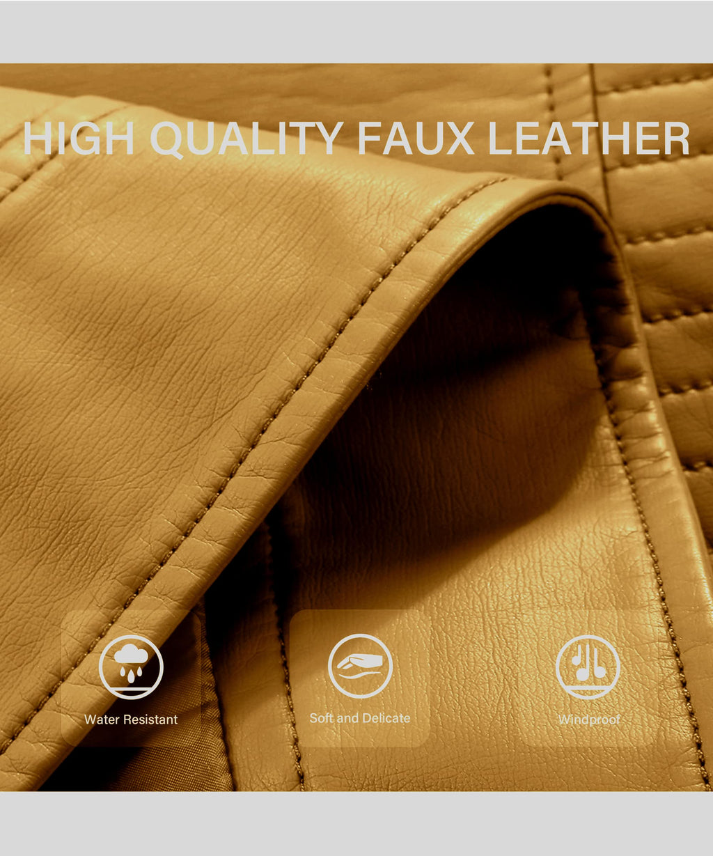 Bellivera Women's Faux Leather Casual Jacket 2026 Spring Trendy Motorcycle Outfits Lightweight Classic Coat