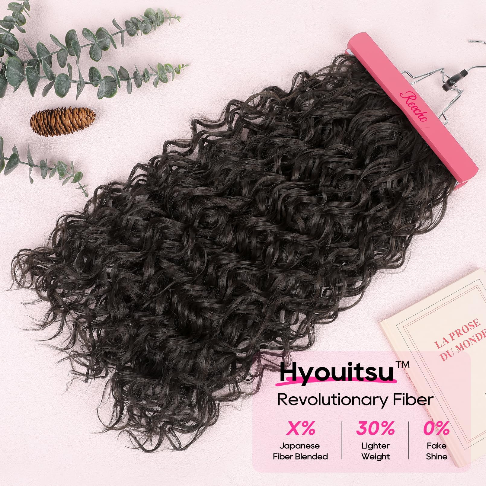 REECHO Curly Hair Extensions, 4PCS 16 inch Clip in Hair Extensions Lace Weft Short Curly Hair Extensions Clip Ins Invisible Natural Hairpieces for Women, Ash Blonde with Highlights