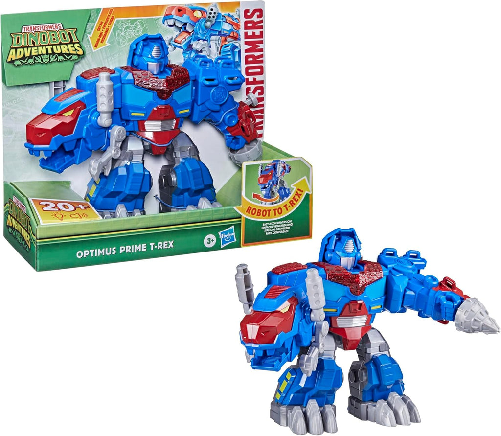 Transformers Dinobot Adventures Optimus Prime T-Rex Converting Toy with Lights and Sounds, 9+ Inch Action Figure, Ages 3 and Up (Amazon Exclusive)