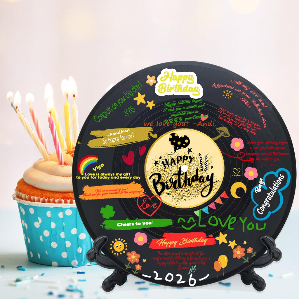 Vinyl Record Sweet 16 Birthday Decorations 11.6"X11.6", 16th birthday decorations Party Favor Sign Poster, 16th Birthday Guest Book Alternative, Great Sweet 16 Gifts for Girls or Boys (16 Years Old)