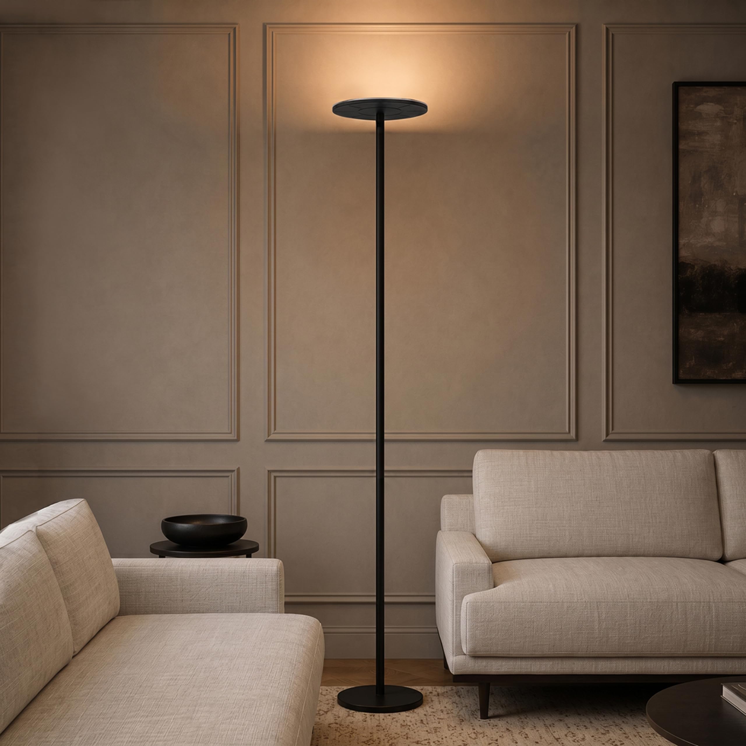 Brightech Sky LED Floor lamp, Torchiere Super Bright Floor Lamp for Living Room Decor & Office - Dimmable, Tall Standing Lamp with Warm Light for Bedroom & Reading - Bronze