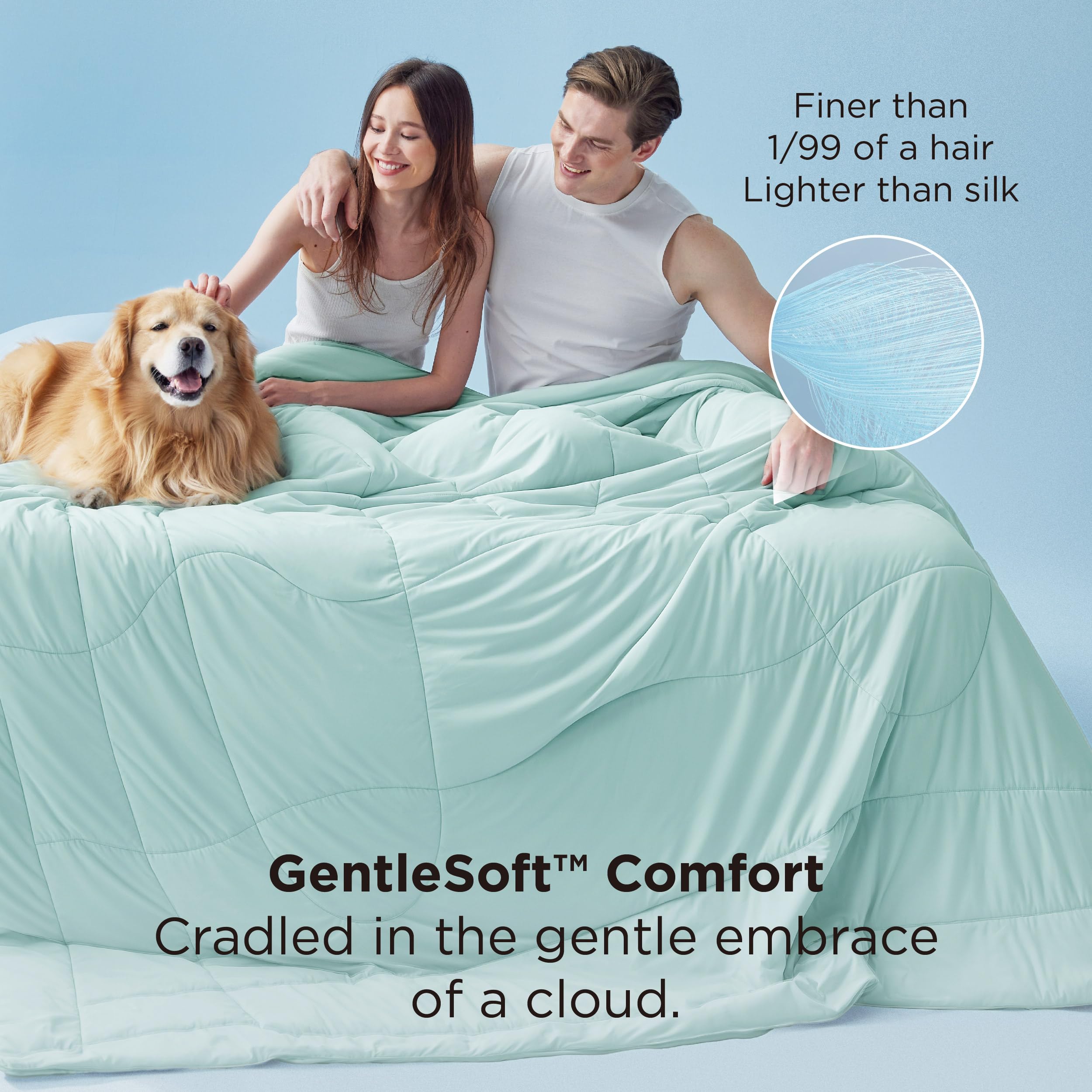 Bedsure Cooling Comforter King Size - Cooling Blankets for Hot Sleepers, Lightweight Comforter for Summer with Dual-Sided Cool Tech, Soft Breathable Cold Blanket for Sleeping, Grey, 102x90 Inches