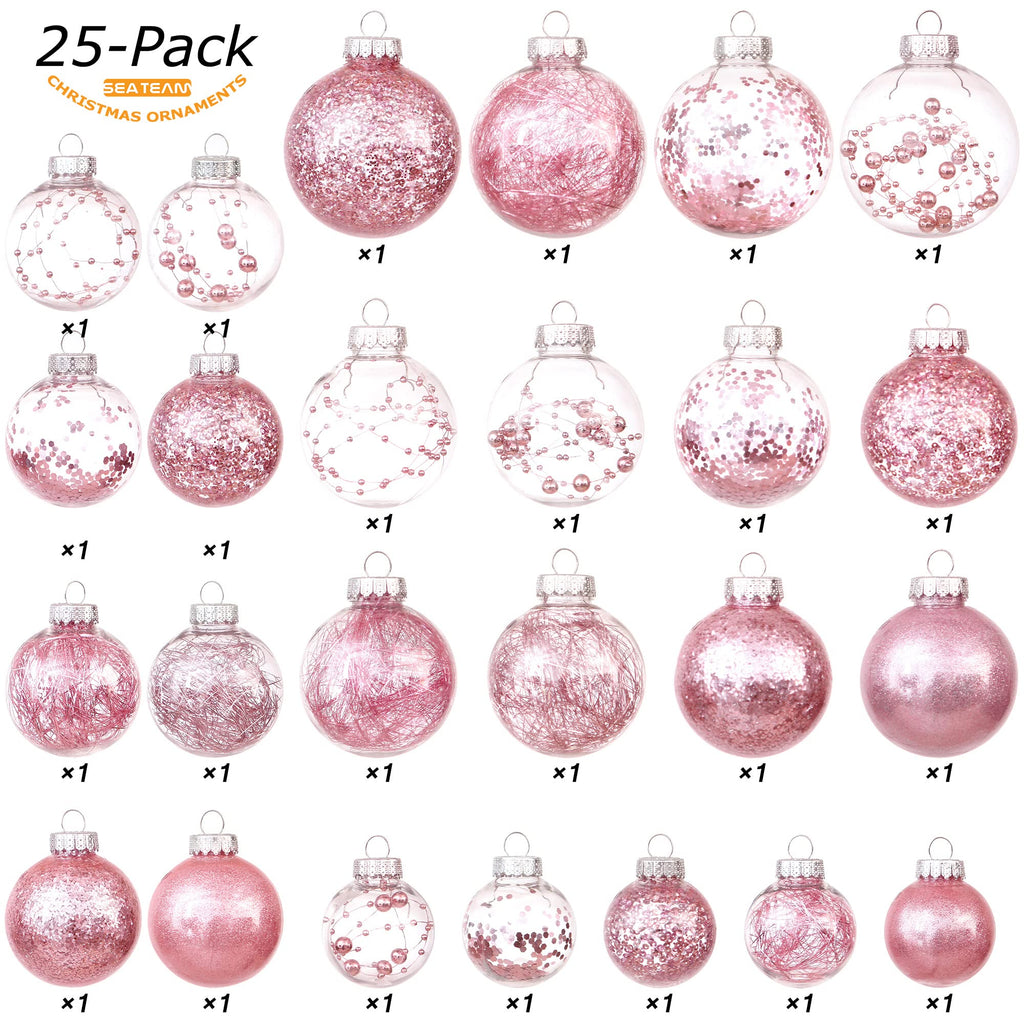 Sea Team Shatterproof Clear Plastic Christmas Ball Ornaments Decorative Xmas Balls Baubles Set with Stuffed Delicate Decorations (80mm/3.15 inch 20-Pack, Babyblue)