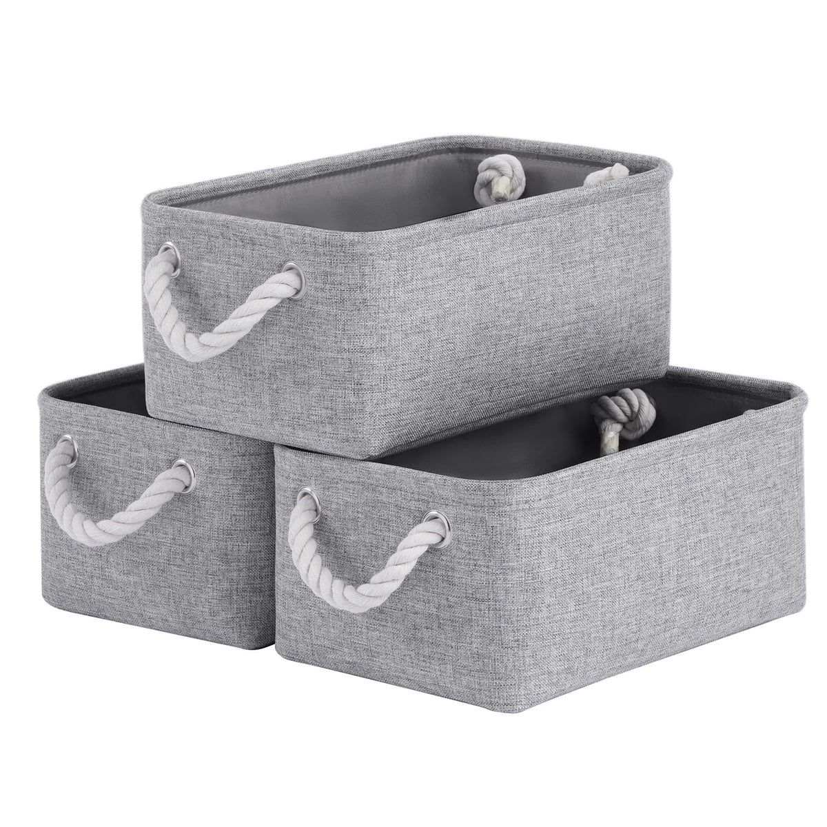 Storage Baskets for Shelves 11.8x7.9x5.2 Inch, Foldable Fabric Storage Bins with Handles, Small Storage Baskets for Organizing Closet, Office, Home Organization (1-Pack, Gray)