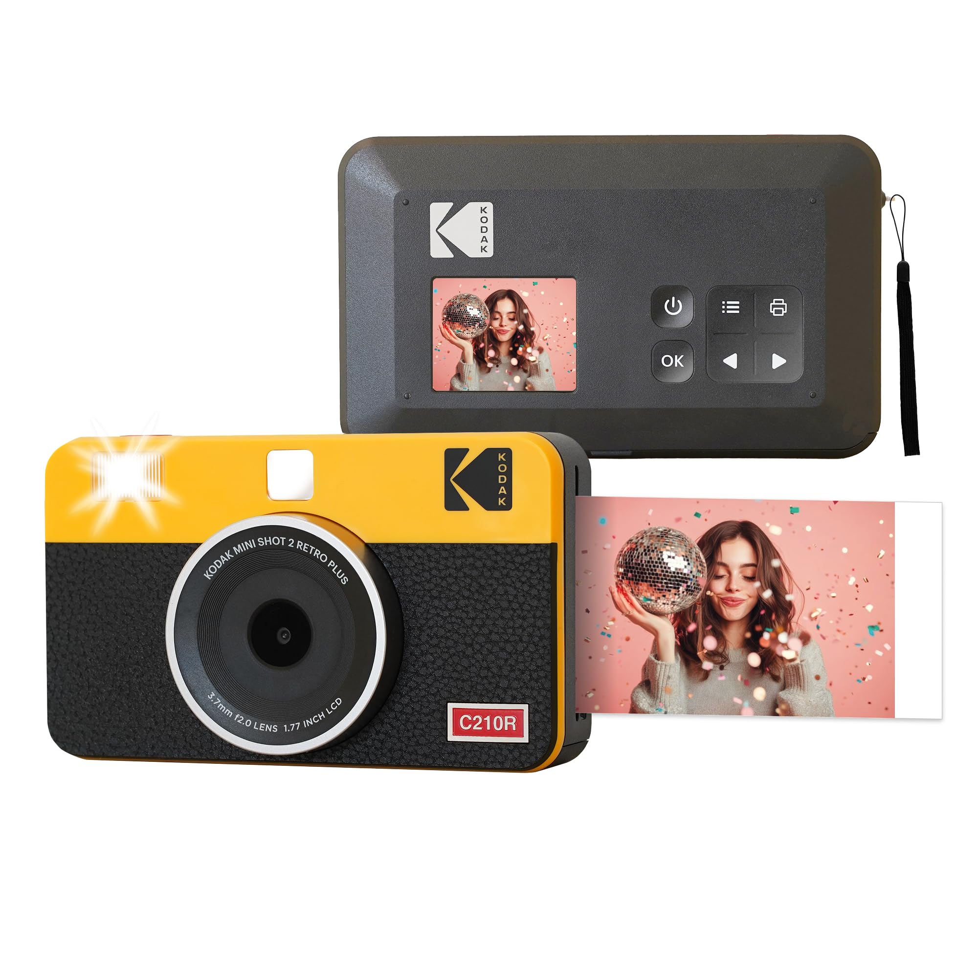 Kodak Mini Shot 2 Retro 4PASS 2-in-1 Instant Digital Camera and Photo Printer (2.1x3.4 inches) + 8 Sheets, White